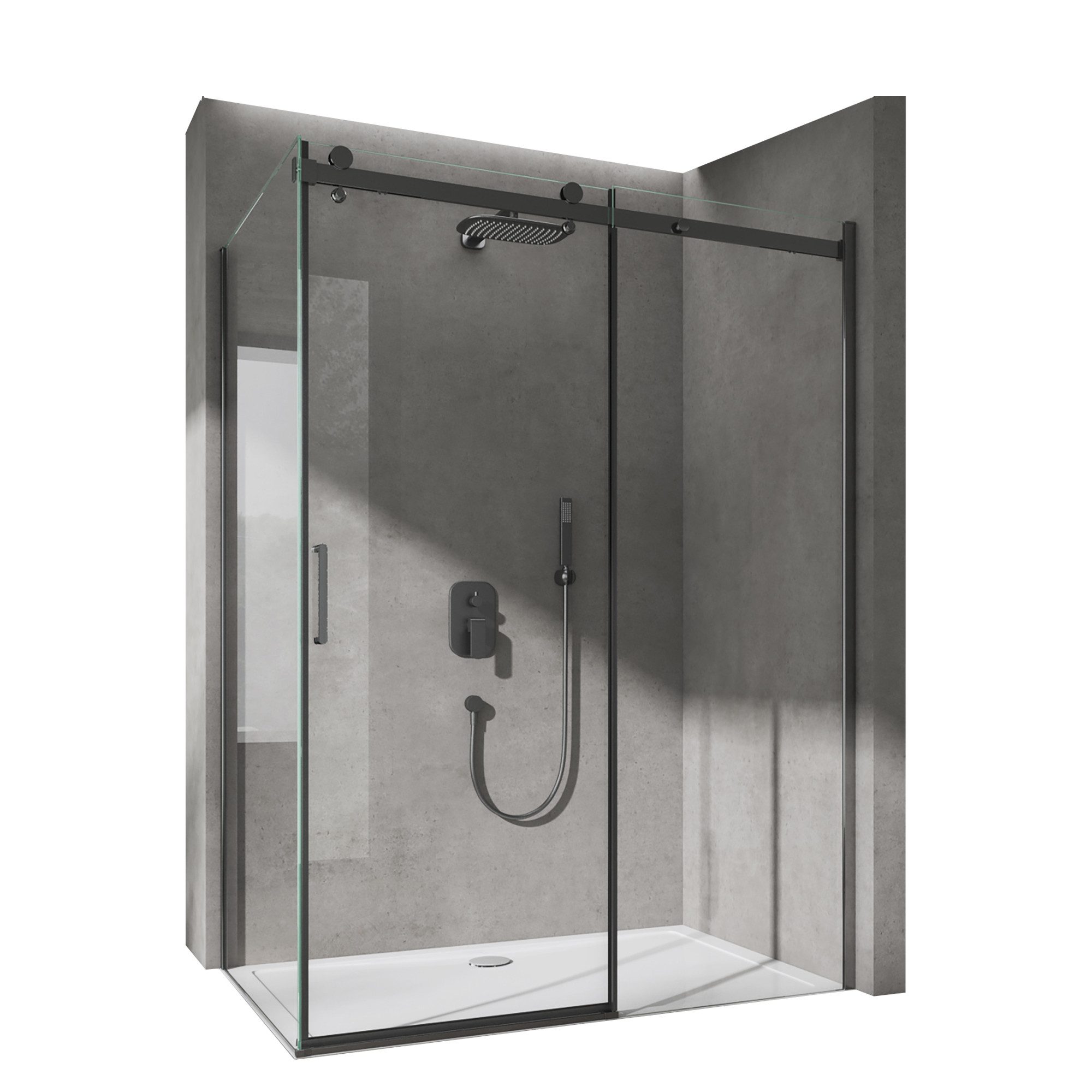 doporro Eckdusche Duschkabine Duschabtrennung schwarz ESG-Glas Nano-Beschic günstig online kaufen