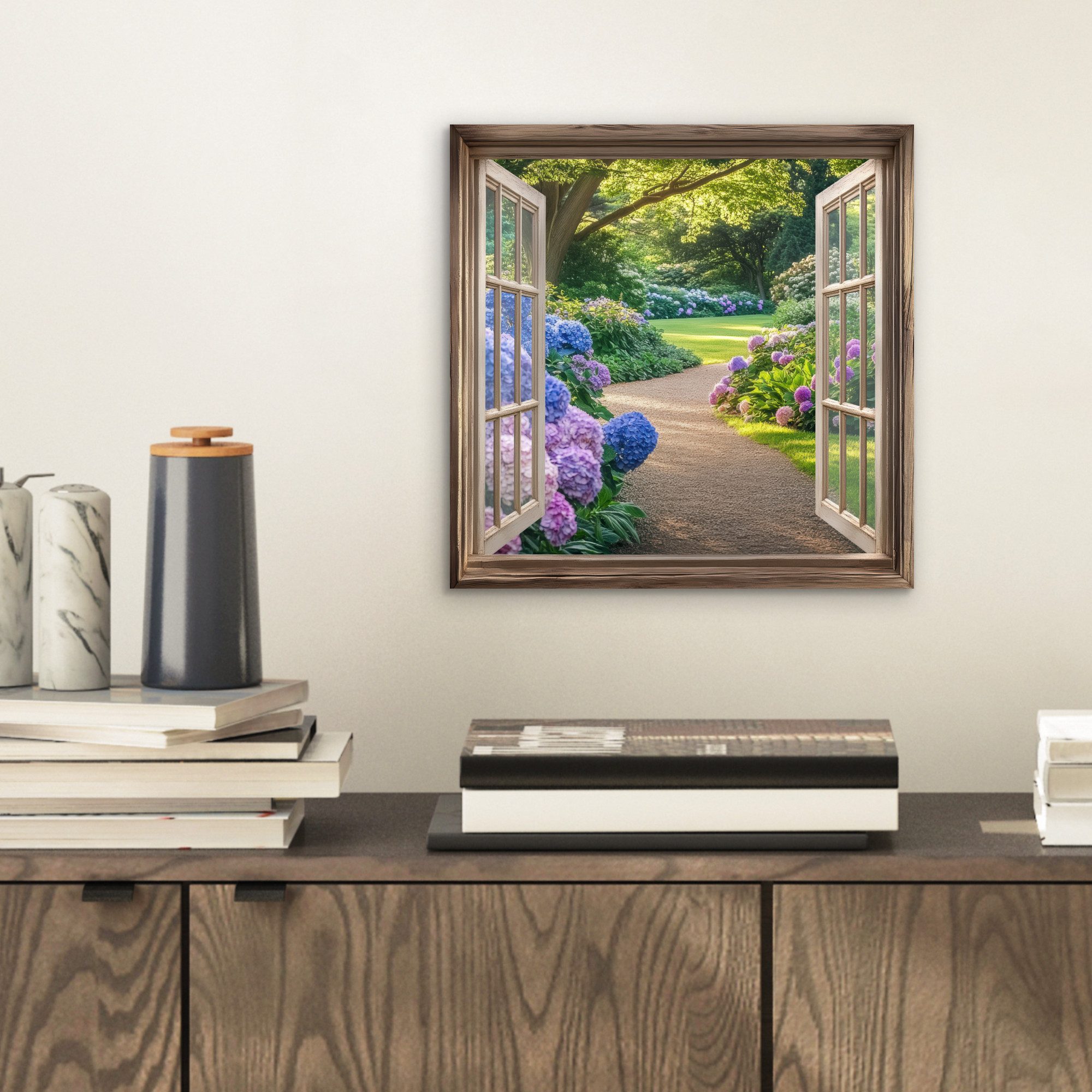 MuchoWow Metallbild Aussicht - Garten - günstig online kaufen
