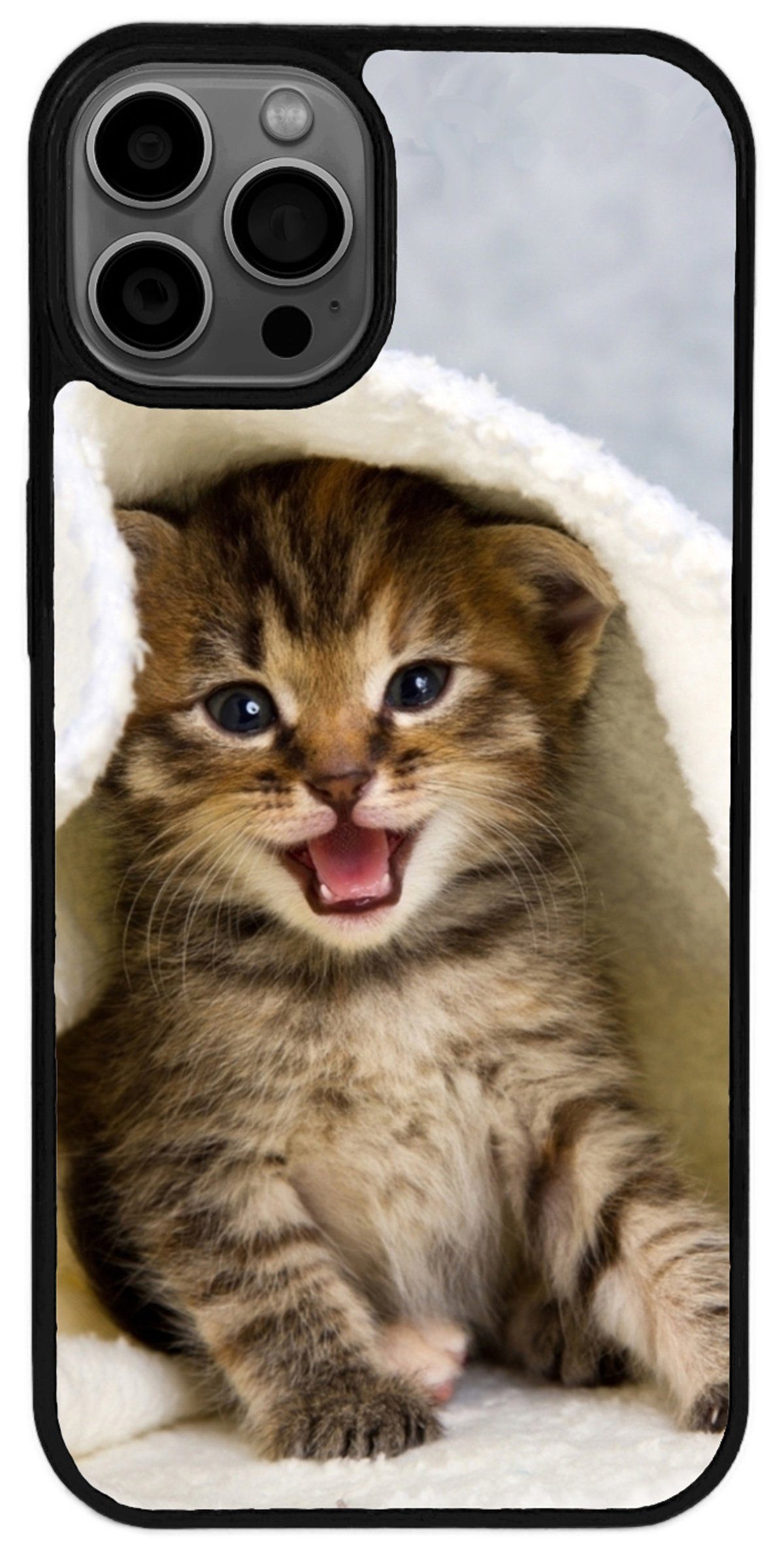Traumhuelle Handyhülle TPU HÜLLE Silikon MOTIV 271 Case Cover Schutzhülle Backcover Etui 5G, Baby Katze Kitten Handy Bumper Smartphone Rückschale Schwarz