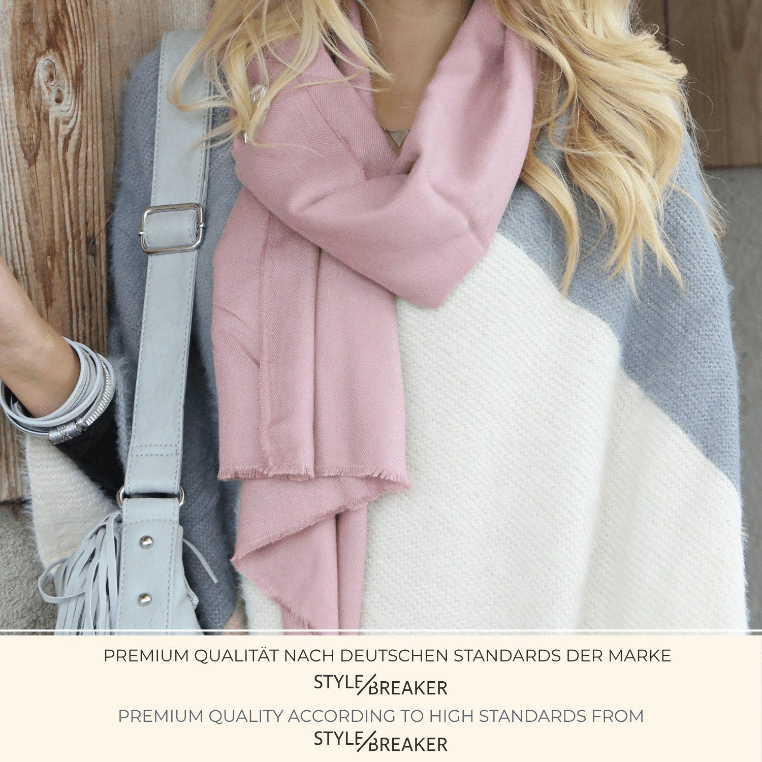 styleBREAKER Modeschal Unifarbener Schal mit Fransen, (1-St)