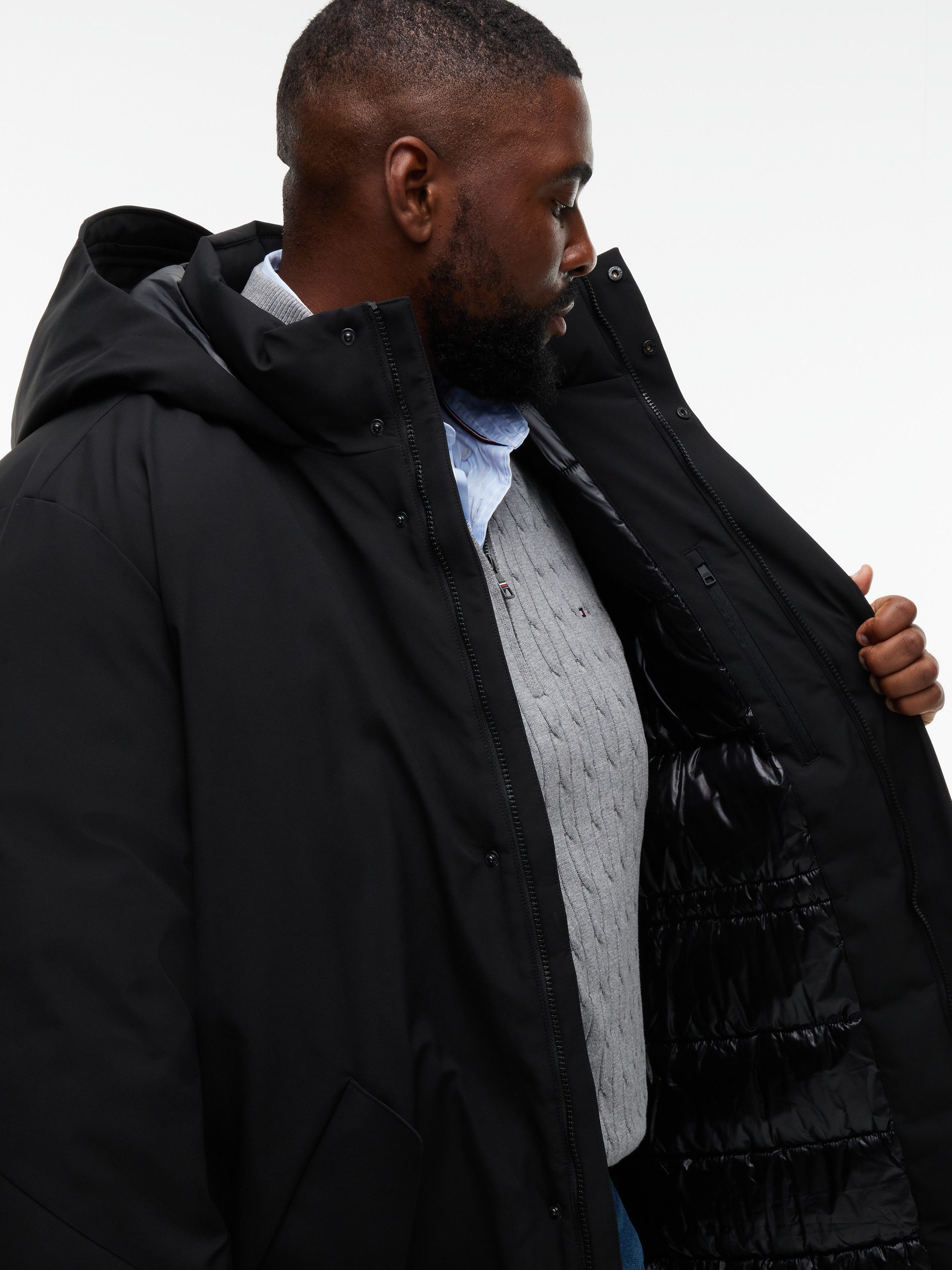 Tommy Hilfiger Big & Tall Funktionsmantel HOODED PARKA Große Größen Tech Winterparka Jacke Wasserabweisend abnehmbare Kapuze