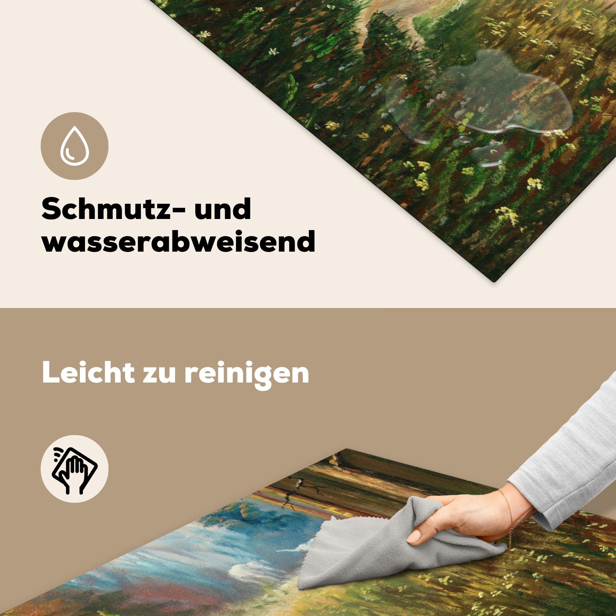 cm, - eines Illustration Ceranfeldabdeckung, Vinyl, Wald Herdblende-/Abdeckplatte Einhorns für Kinder (1 -, MuchoWow küche tlg), Arbeitsplatte in Mädchen einem Eine - 78x78