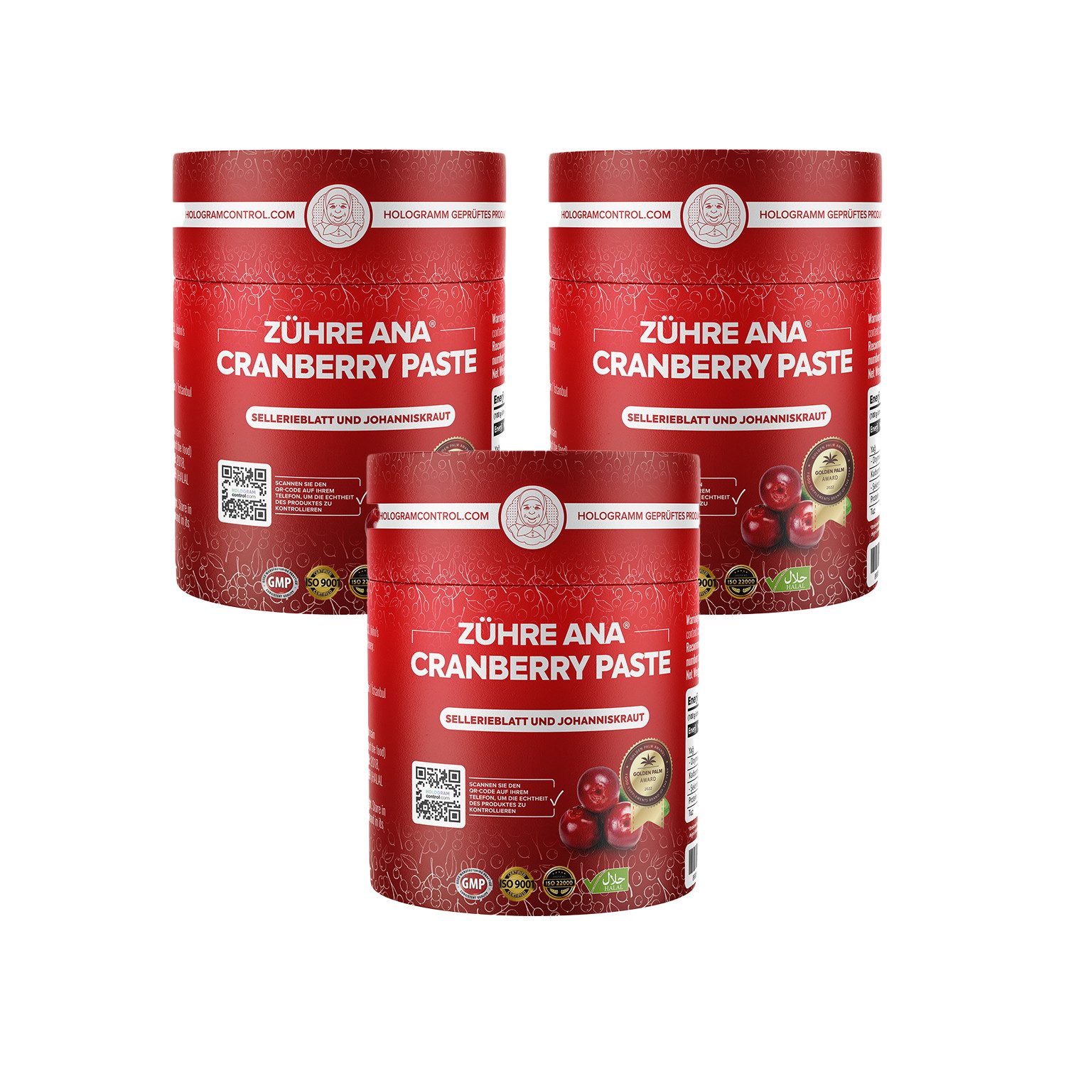 Zühre Ana® Cranberry Paste – Gesundheit der Knochen, Harnwege und des Immunsystem Paste, 720 g, Cranberry Paste – Reich an Vitamin C, natürlich.