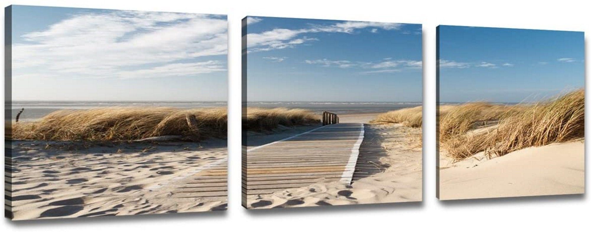 Visario Kunstdruck 3er Set auf Holzrahmen + sofort aufhängbar 3 Teile à 50 x 50 cm, 4221