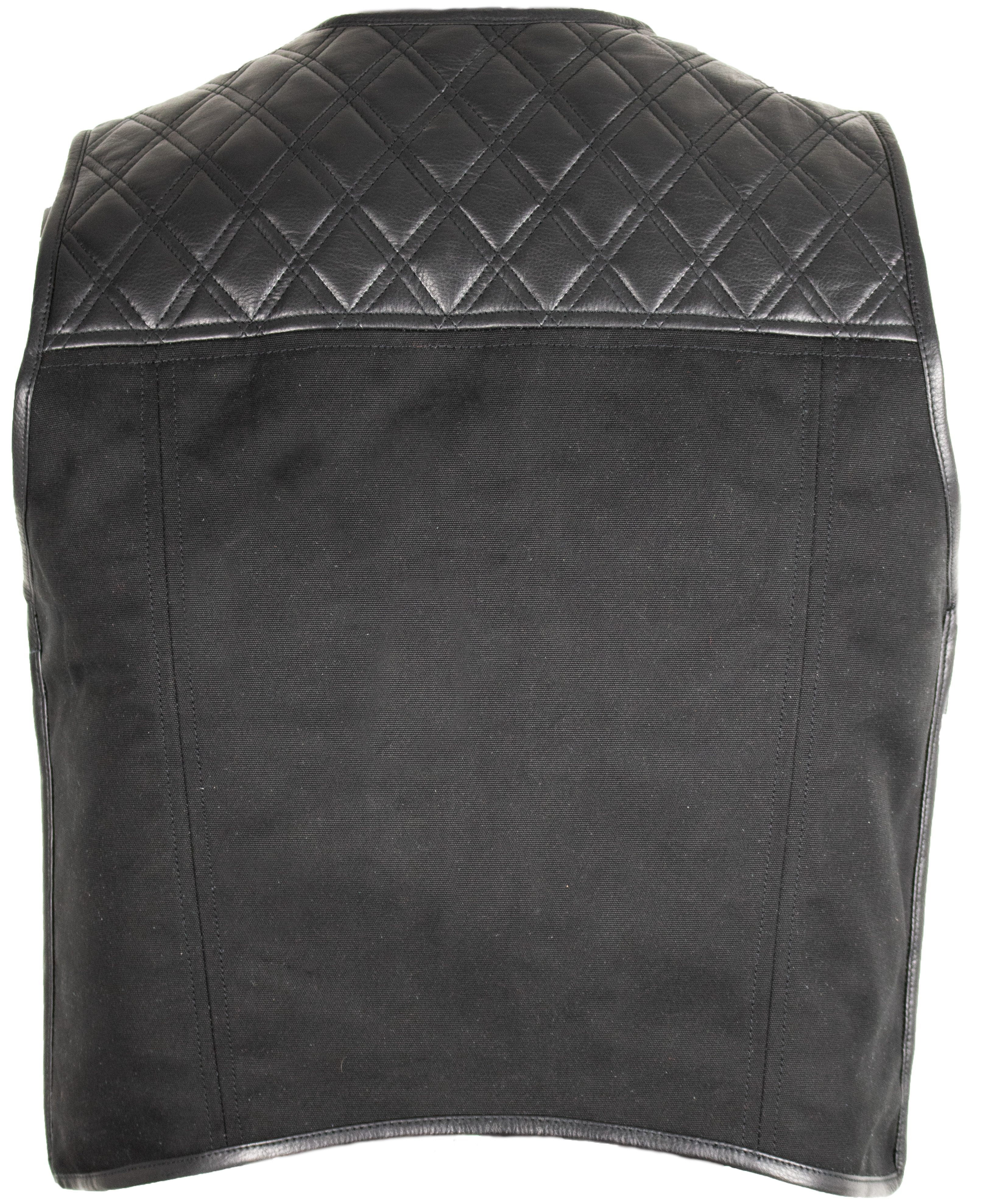 MDM Motorradweste Motorradweste Herren Schwarz Clubstyle Jeans Leder Steppung Diamond Steppung, Denim Leder Mix, YKK Zipper, Clubstyle