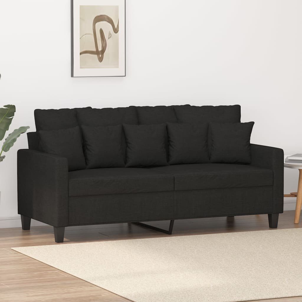 vidaXL Sofa 2-Sitzer-Sofa Schwarz 140 Stoff cm