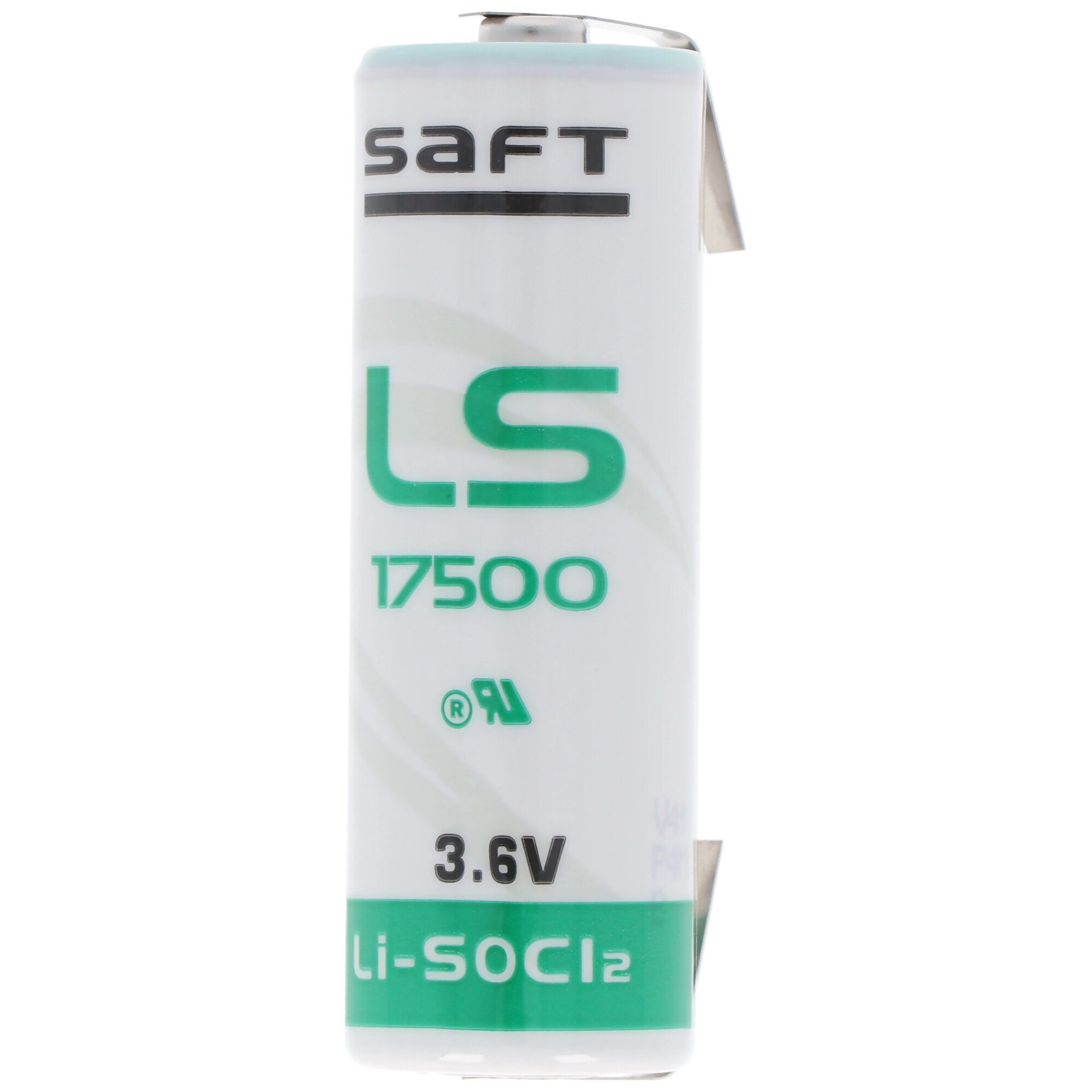 Saft SAFT LS17500 Lithium Batterie, Size A, mit Lötfahne U-Form Batterie, (3,6 V)