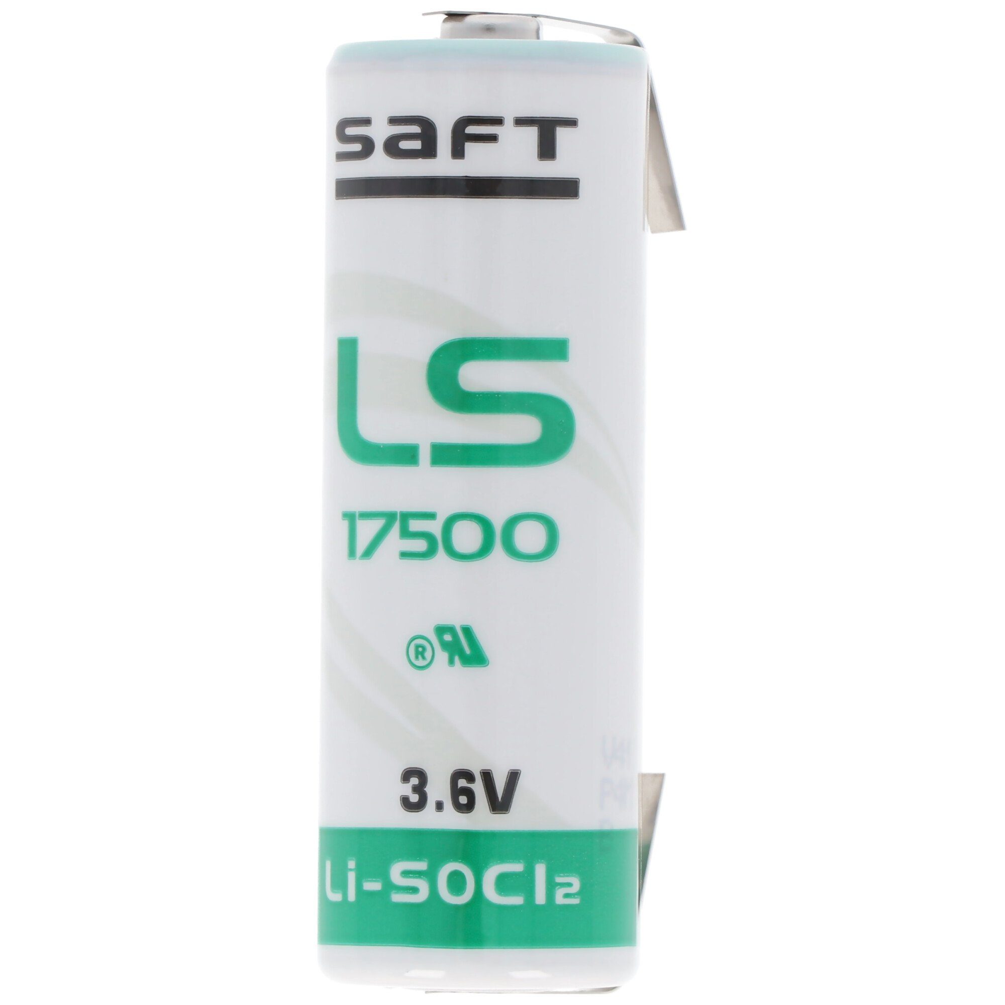 Saft SAFT LS17500 Lithium Batterie, Size A, mit Lötfahne U-Form Batterie, (3,7 V)