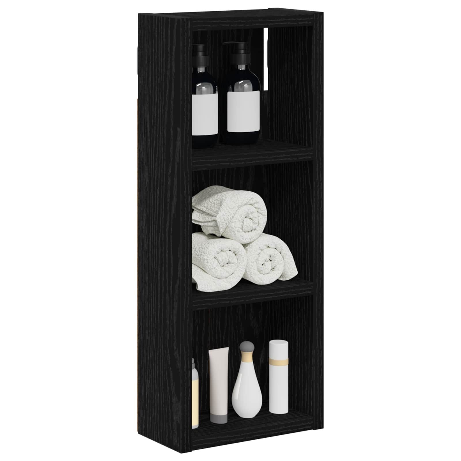 vidaXL Badezimmerspiegelschrank Badezimmer-Wandschrank Schwarz Eichen-Optik 20 x 10 x 50 cm (1-St)
