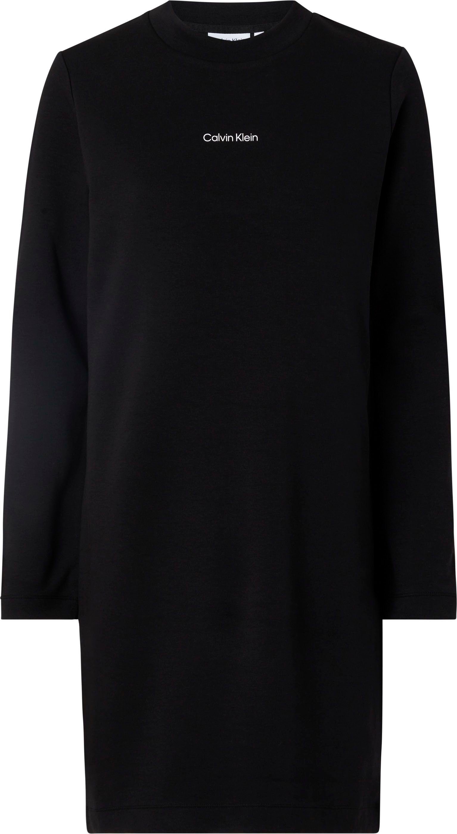 Calvin Klein Curve Sweatkleid INCLU MICRO LOGO C-NECK DRESS LS mit  Markenlabel auf der Brust