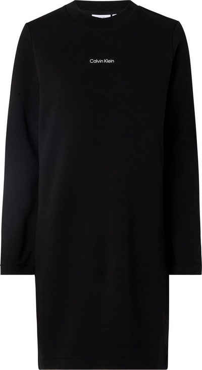 Calvin Klein Curve Sweatkleid »INCLU MICRO LOGO C-NECK DRESS LS« mit Markenlabel auf der Brust