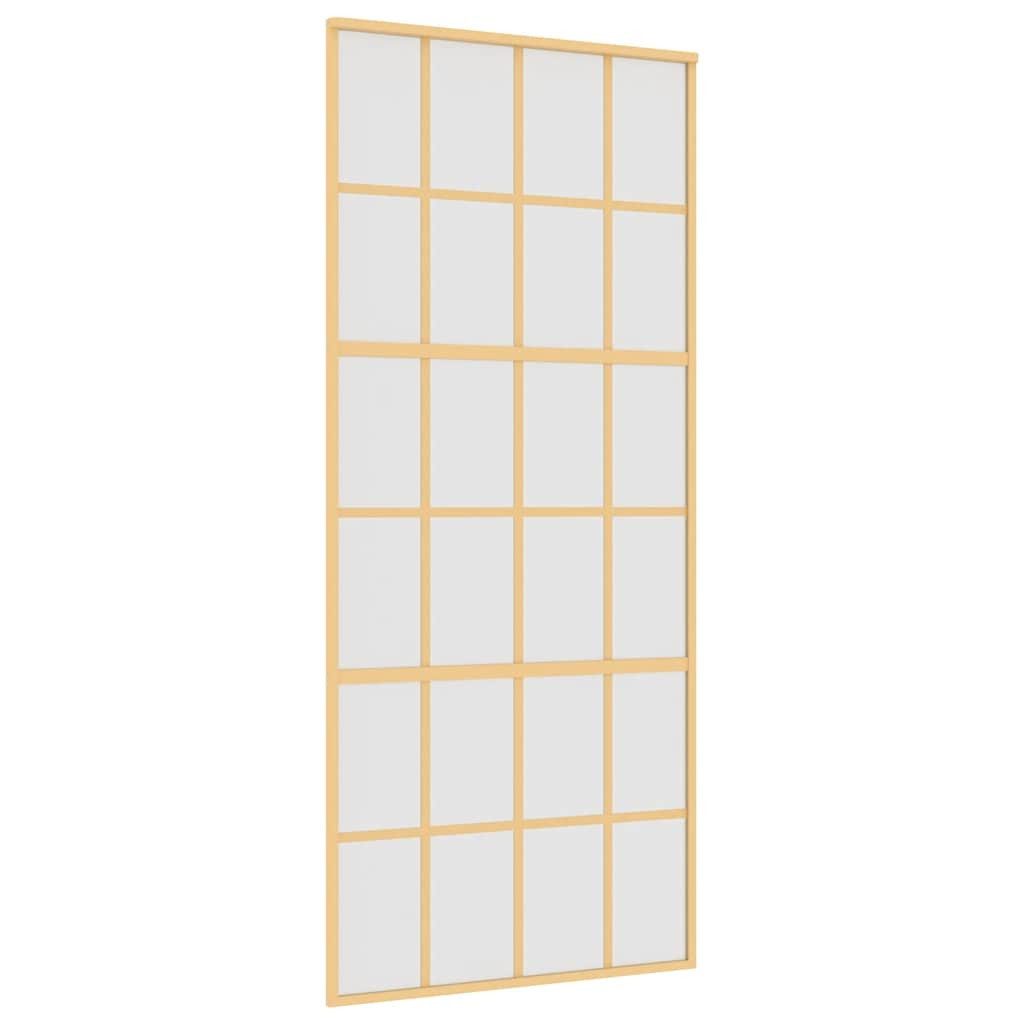 vidaXL Haustür Schiebetür Golden 90x205 cm Matt ESG-Glas und Aluminium (1-St)