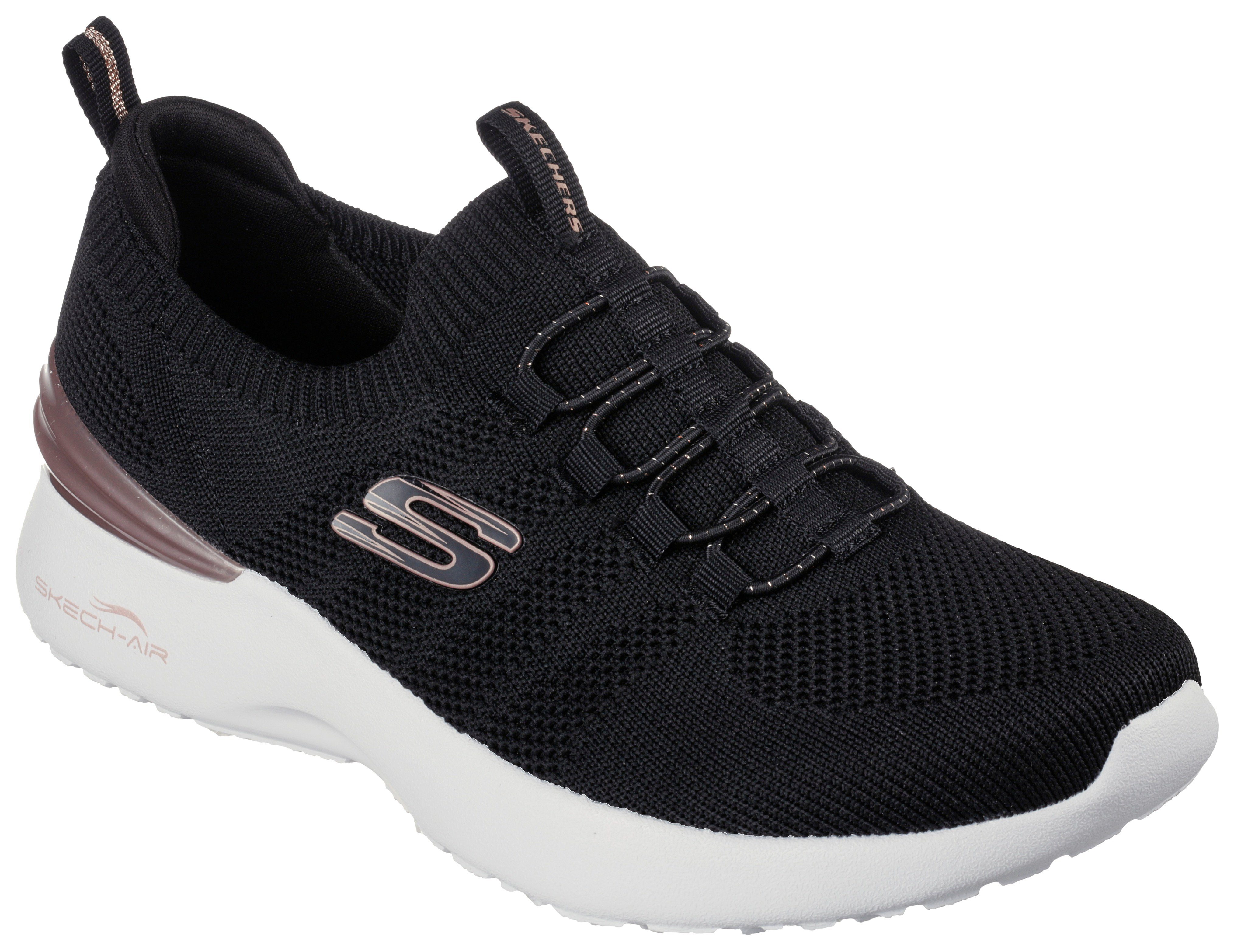 Skechers SKECH-AIR schwarz-roségoldfarben Sneaker DYNAMIGHT mit Slip-On Gummizug 