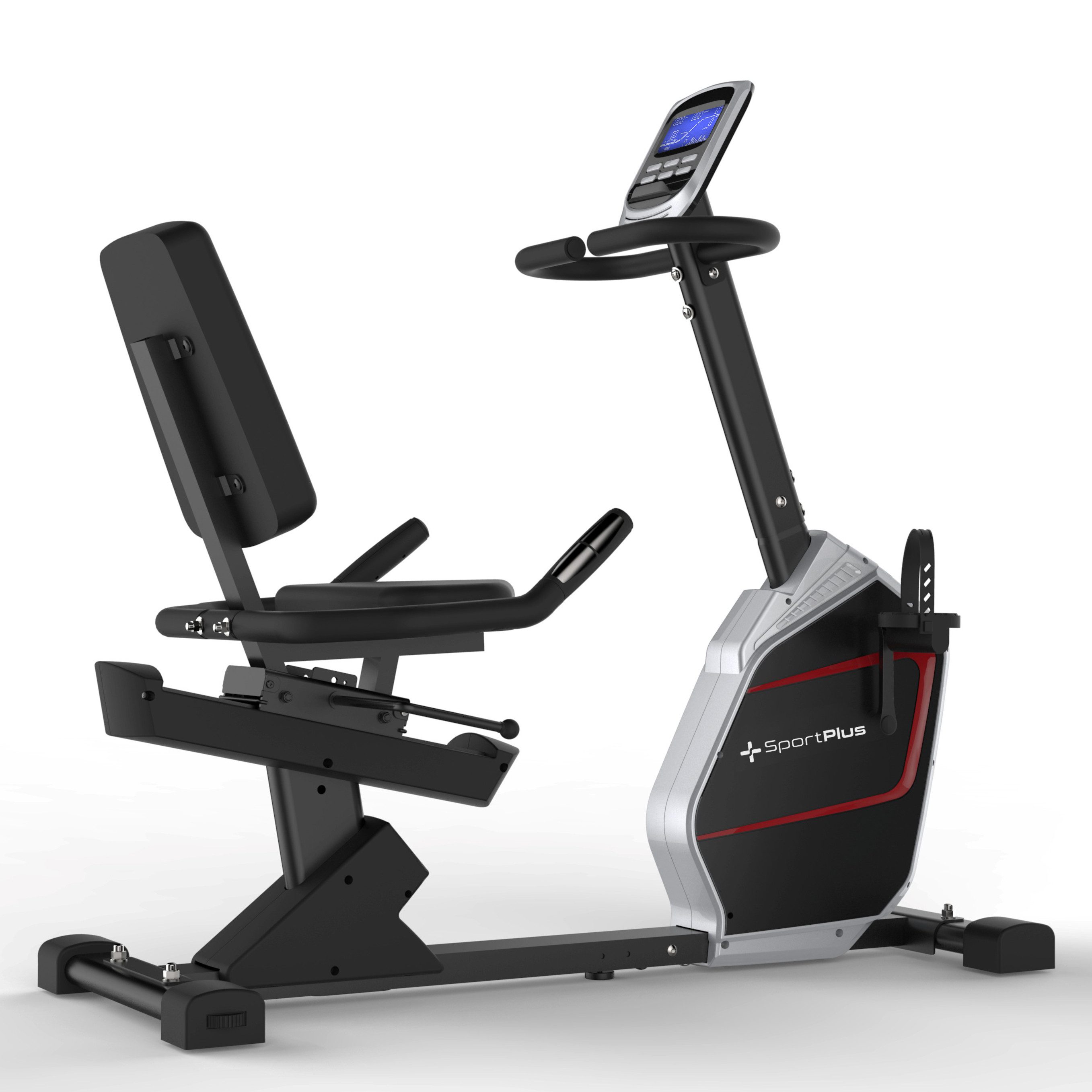 SportPlus Heimtrainer SP-RB-9900-R-IE, Liegeheimtrainer, mit App Kompatibilität, 24 Widerstandsstufen