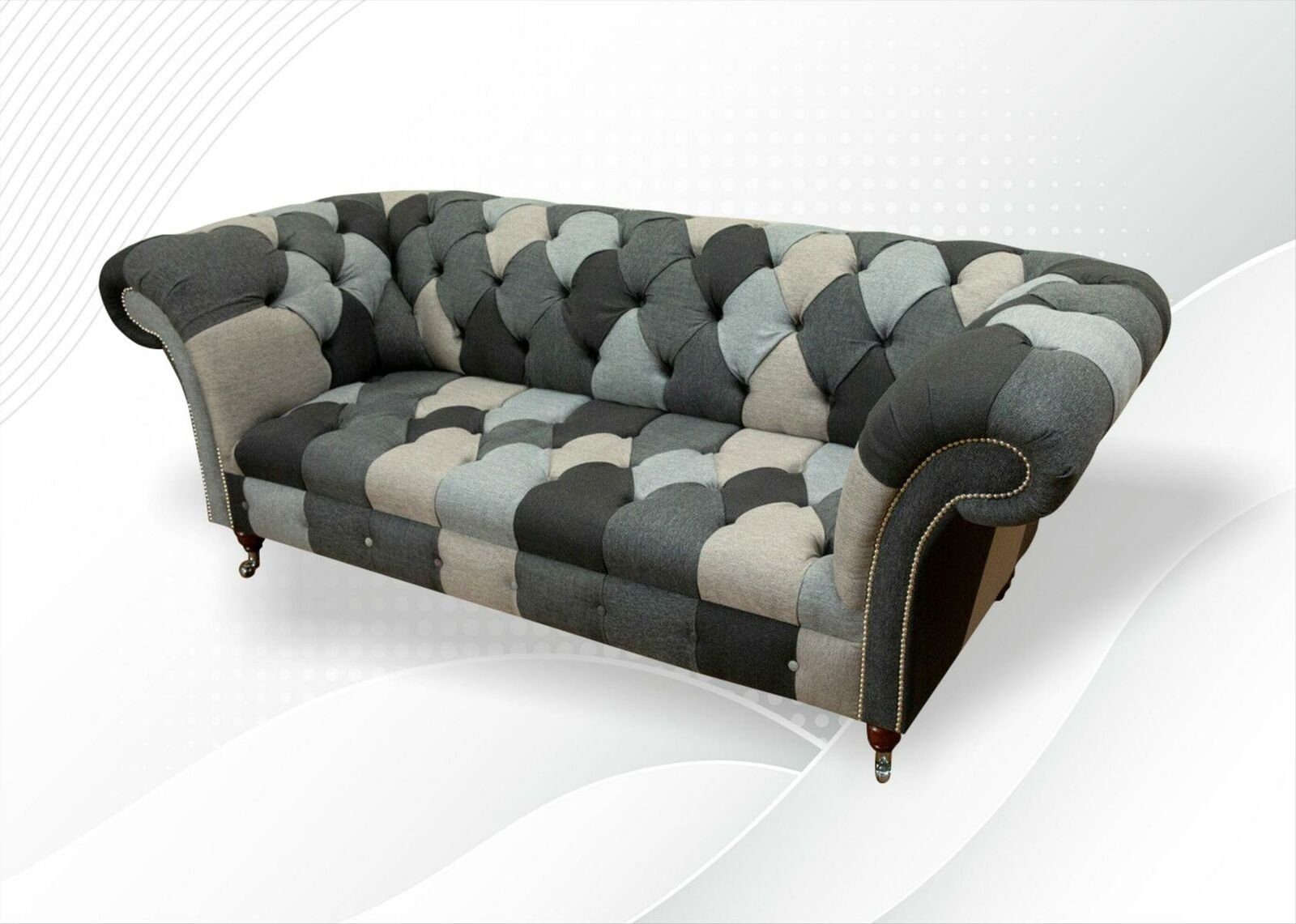 JVmoebel Chesterfield-Sofa, Dreisitzer Wohnzimmer Sofas Design Couchen Sofa Polster Samt