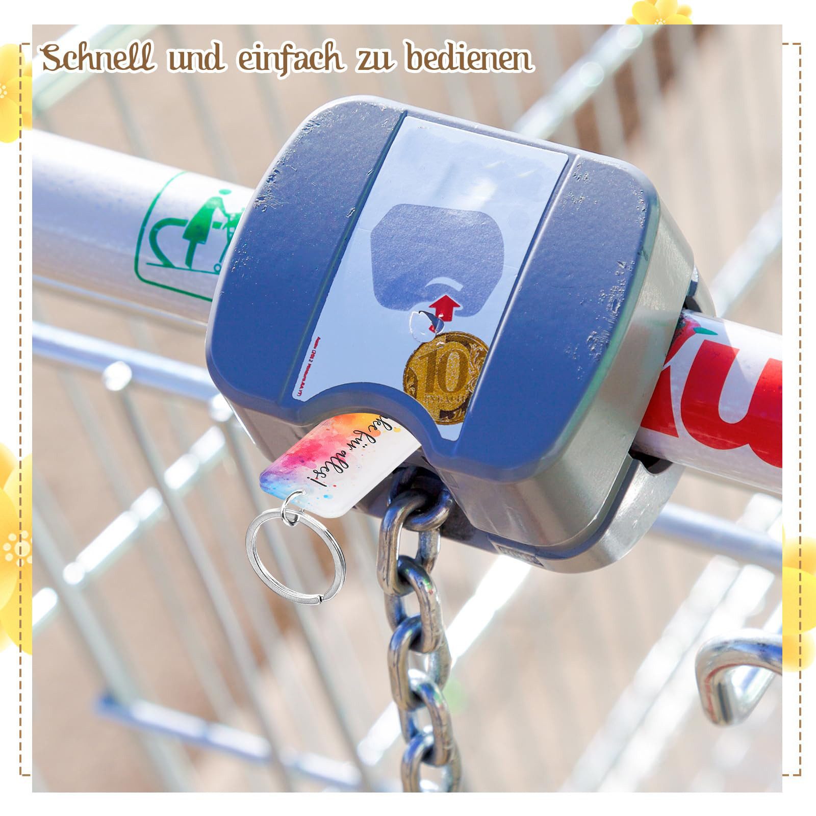 CLTYQ Schlüsselanhänger Set 20 Stück Acryl Einkaufswagenchip Schlüsselanhänger Geschenk (20-tlg), Abziehbar Einkaufschip Schlüsselanhänger zum Zerlegen – Bild 5 von 5