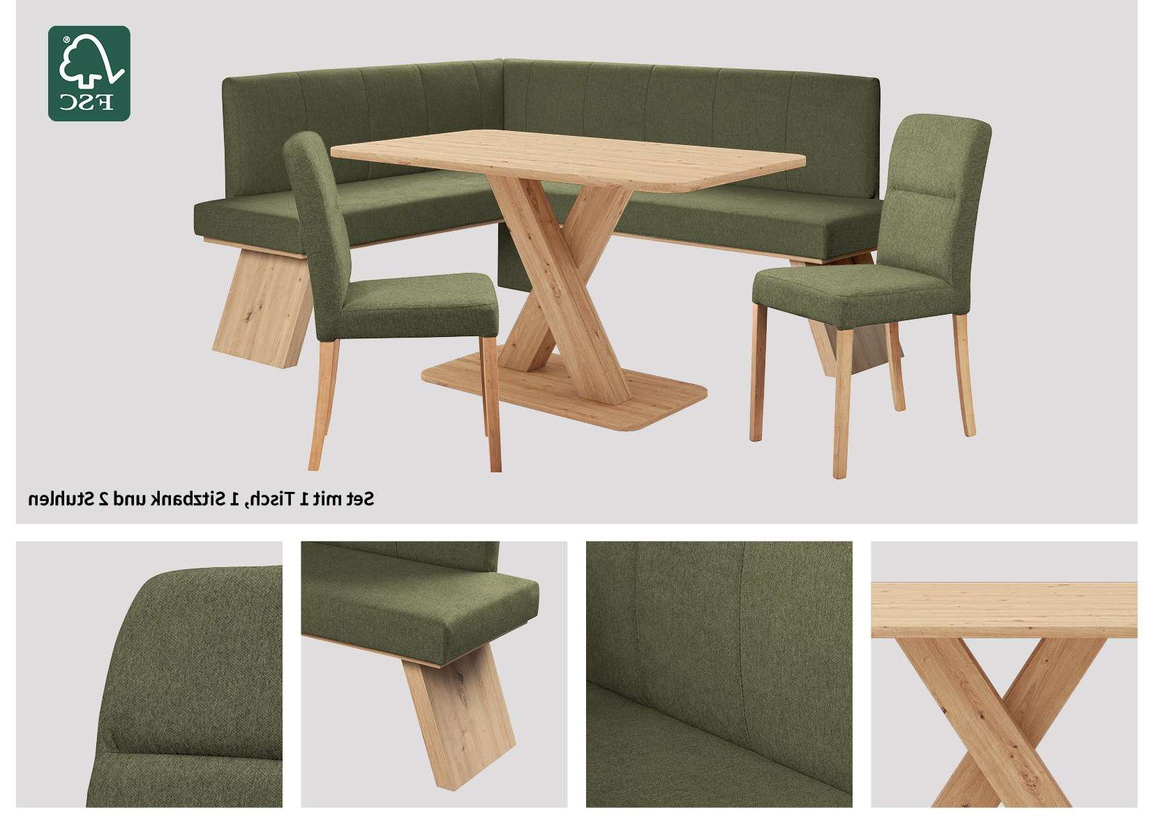 OTTO home Eckbankgruppe Nina, (Set, 4-tlg., 4er), Sitzgruppe Esszimmer Stühle Tisch und Bank bequem gepolstert