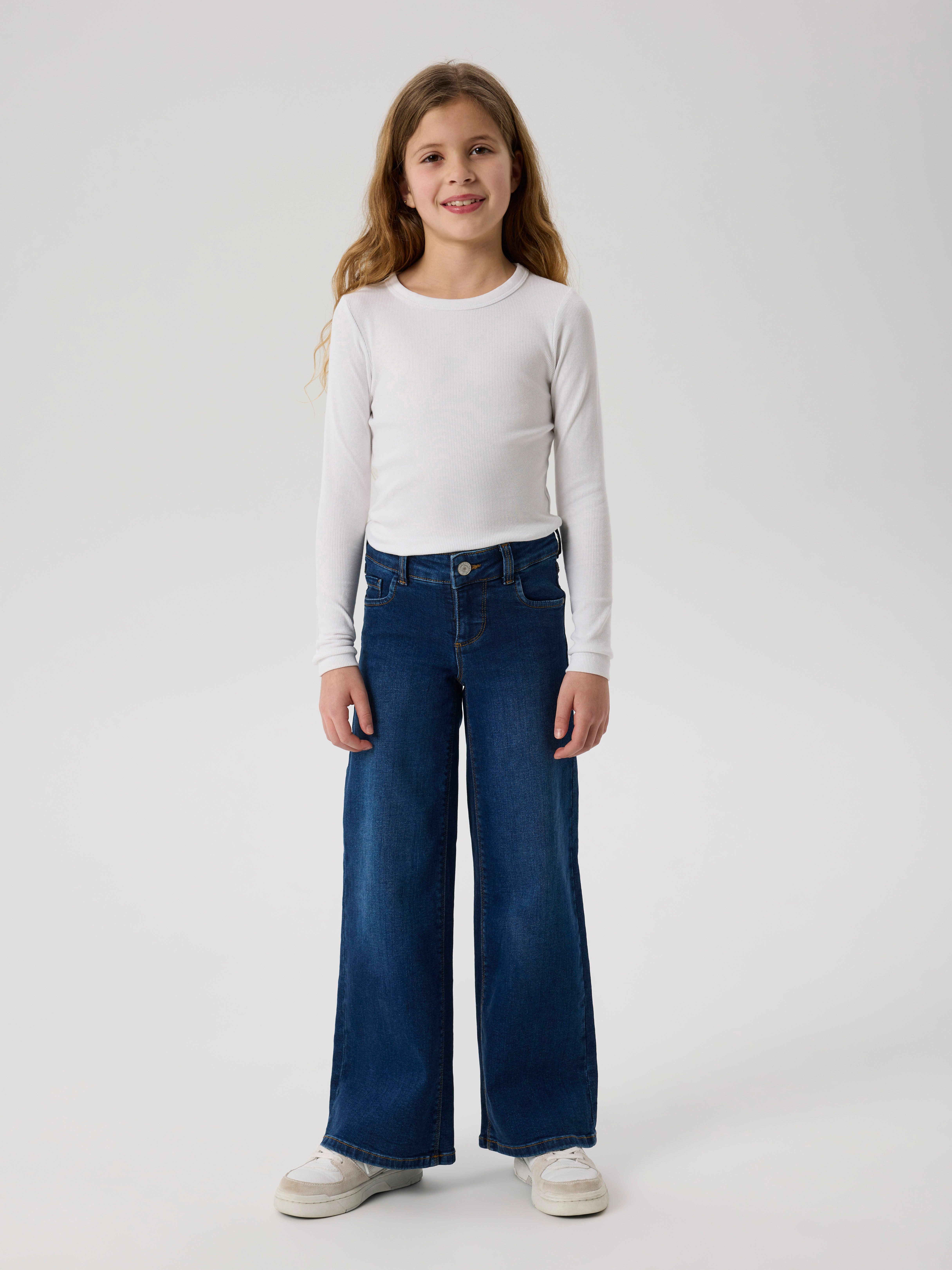 Name It Weite Jeans NKFPOLLY X-WIDE JEANS 3057-FR NOOS Baumwollmischung, Wide Fit an den Beinen, leichter Used Look