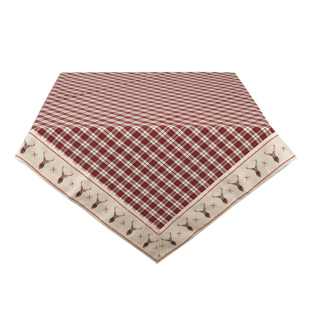Clayre & Eef Tischdecke Tischdecke Clayre & Eef Tischdecke 130x180 cm Rot Beige Baumwolle, weihnachtliches Motiv