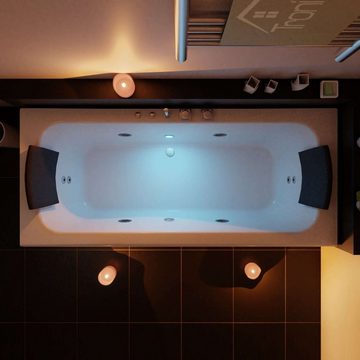 TroniTechnik Whirlpool-Badewanne IOS, 170 cm x 75 cm, Whirlpoolpumpe, 1-2 Personen, (inkl. Zubehör, vormontierte Badewanne mit Unterwasser LED), Premium Whirlpoolpumpe, Unterwasser LED, Massagedüsen