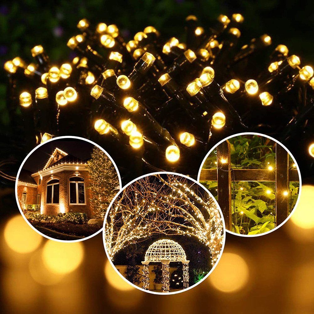 Weiß 8 LEDs 50-100 Modi,mit Lichterkette LED-Lichterkette Warmes Wasserdicht, Light, Rosnek LED Weihnachtsbaum Vorhang 5-10M Fernbedienung