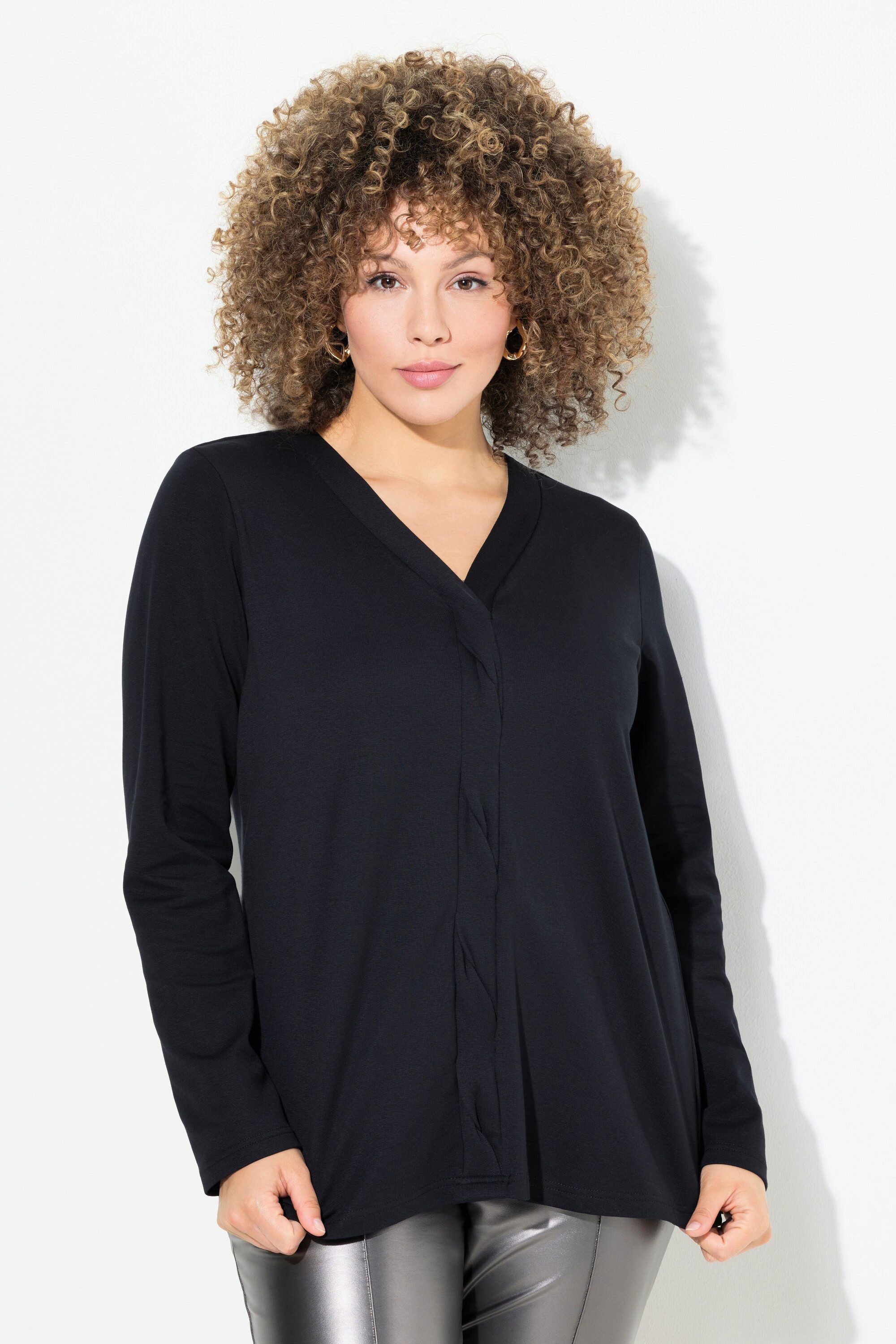 Ulla Popken Longsleeve Shirt Feinripp Zopfmuster günstig online kaufen