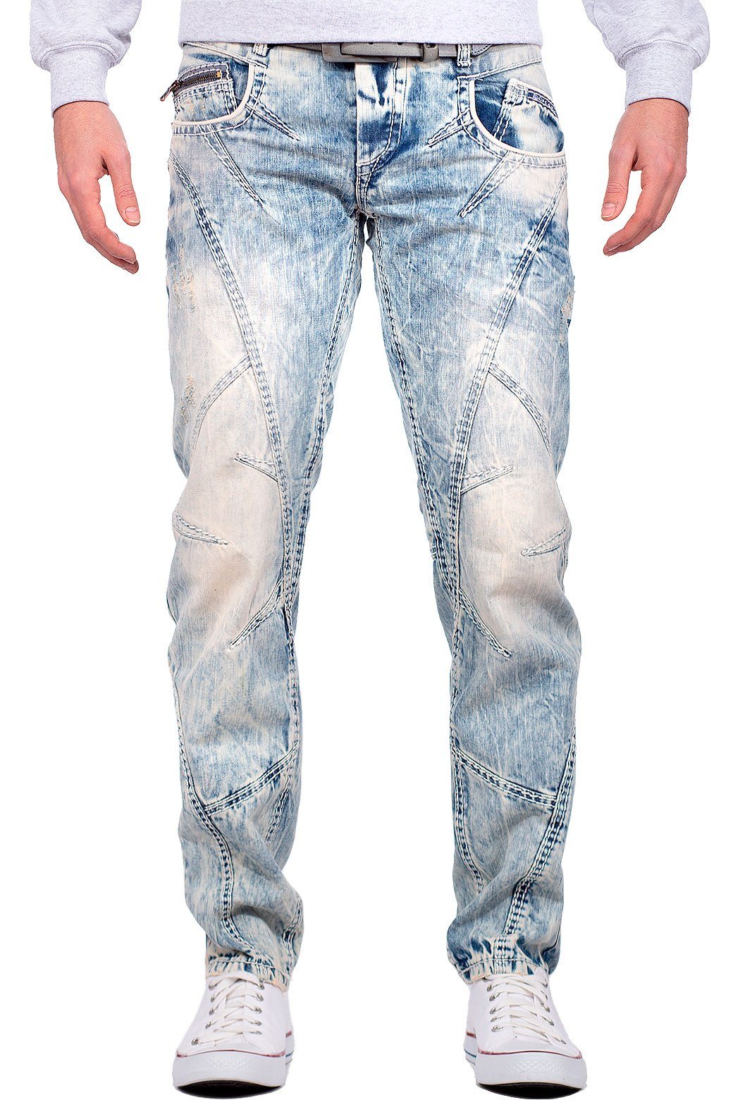 Cipo & Baxx 5-Pocket-Jeans Hose BA-C0894A mit Verzierungen und dicken Nähten