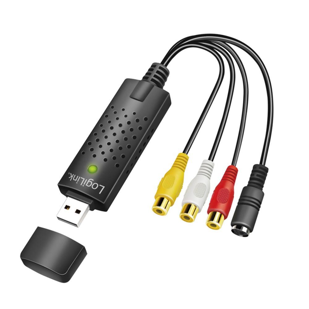 LogiLink VG0030A USB 2.0-A/V-Grabber USB-Adapter 3x Cinch Buchse zu USB Typ A, VHS-Digitalisierer, Video-Grabber, Cinch-Wandler, USB-Aufnahme