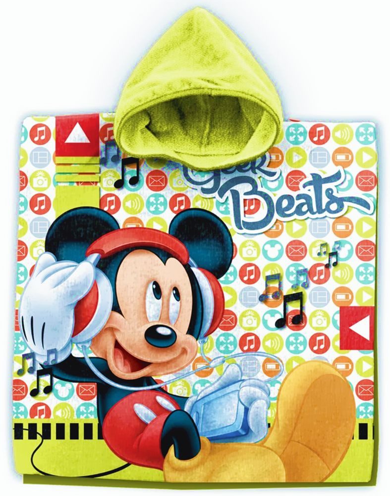 Disney Mickey Mouse Badeponcho Mickey Mouse Handtuch Poncho gelb bunt Kinder, Kapuze