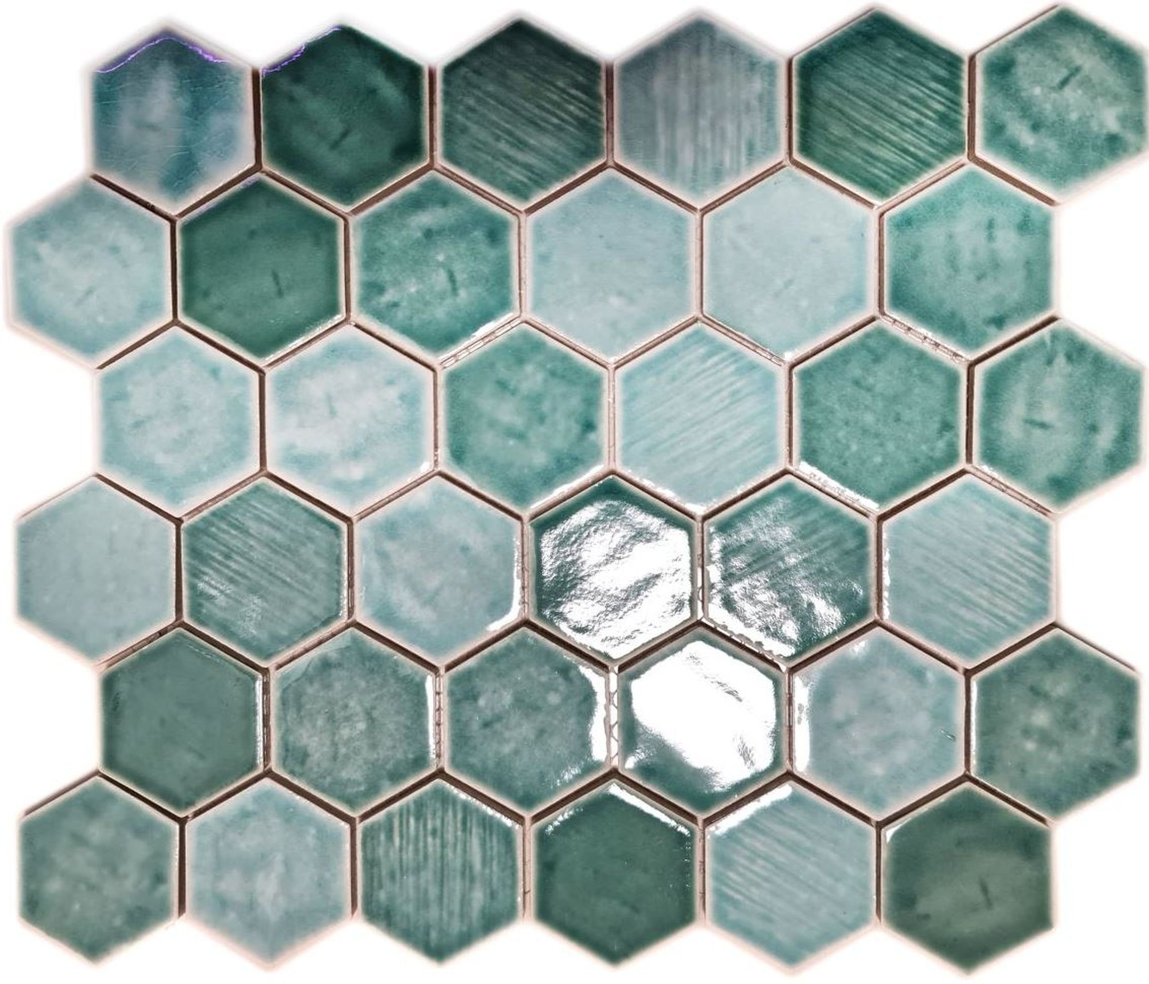 Mosani Mosaikfliesen Hexagonale Sechseck Mosaik Fliese Keramik waldgrün