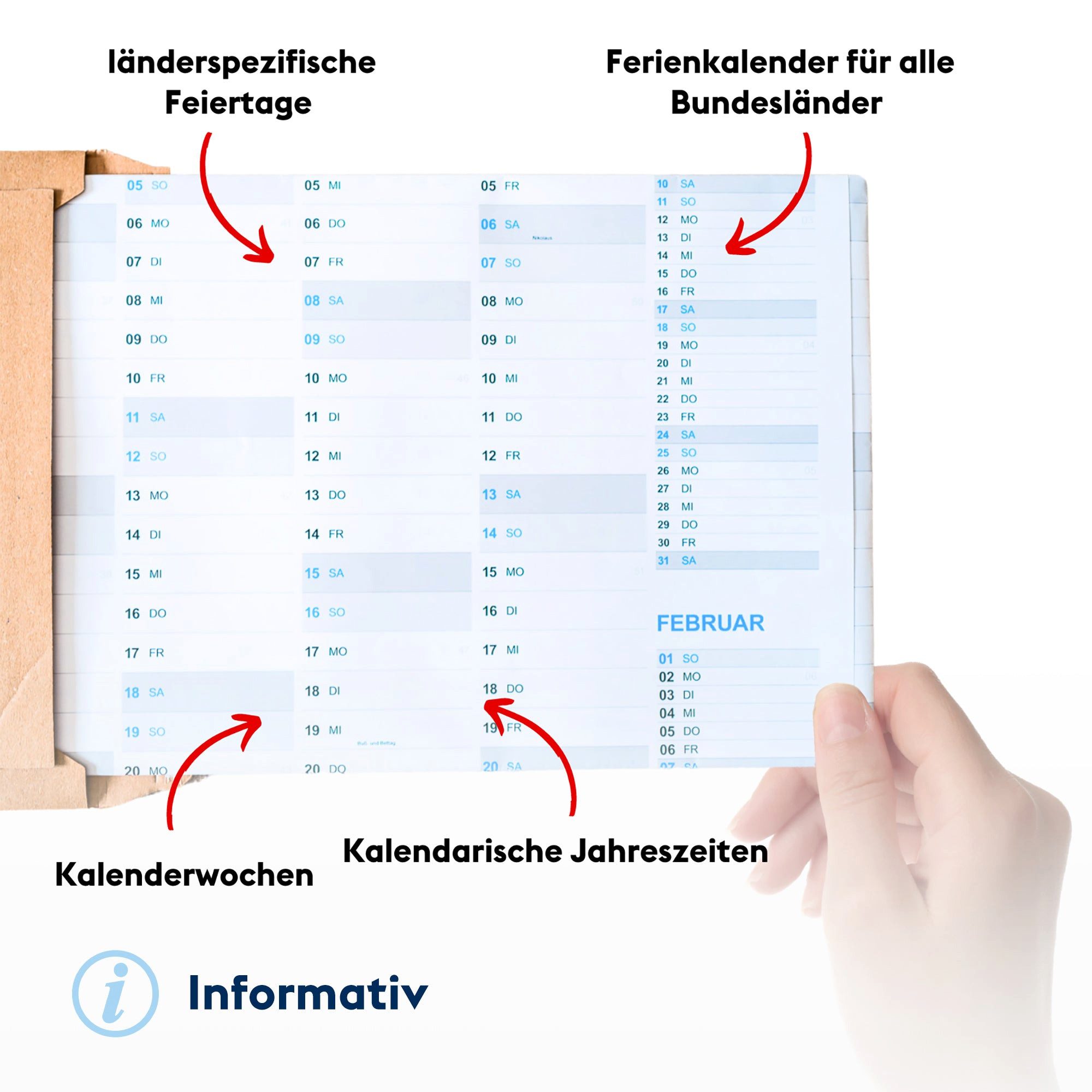 FLYERALARM Wandkalender Jahreskalender 2027 Wandkalender (100x70 cm) + Jan, Feb 2028, Große Felder – Bild 5 von 5
