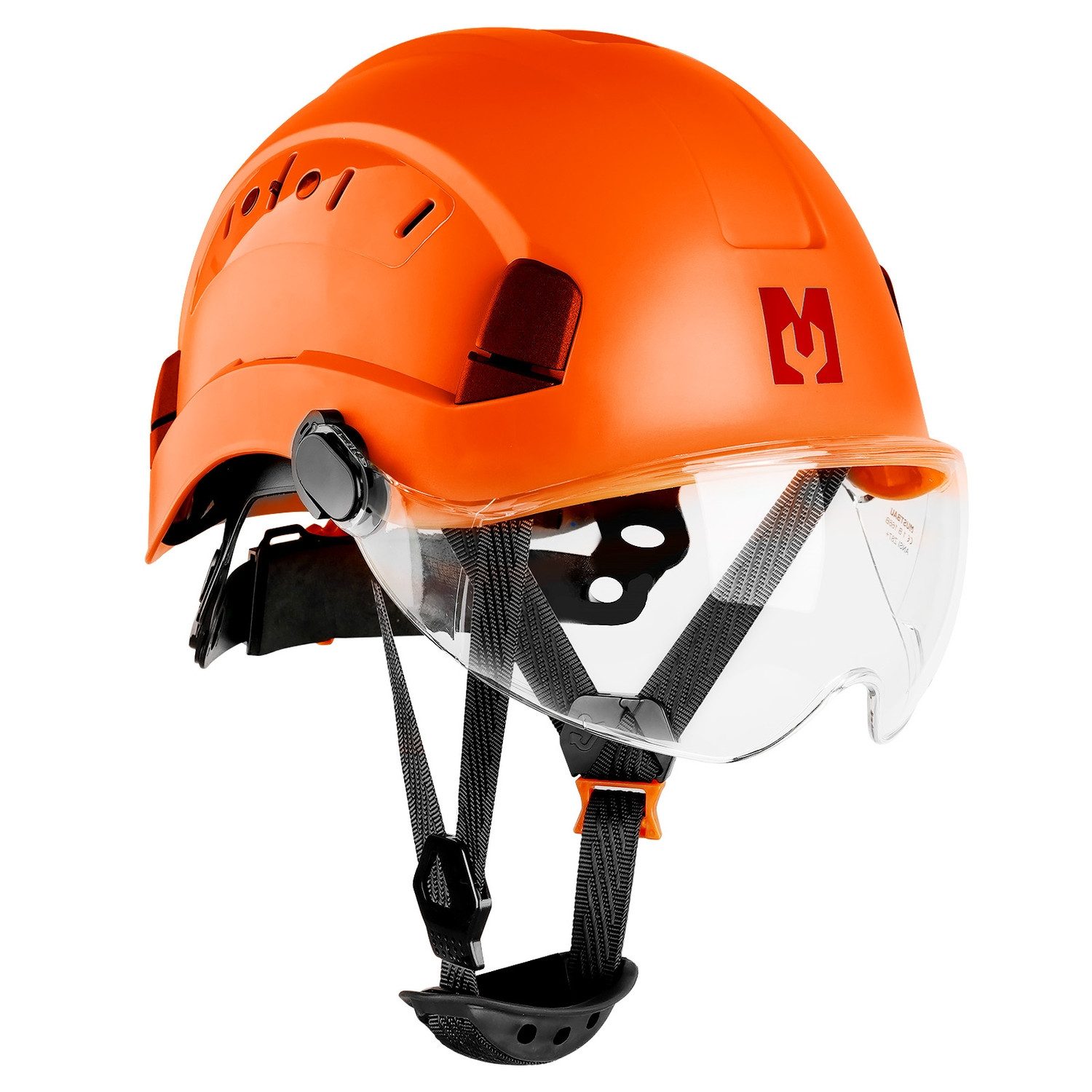 Mustbau Schutzhelm EN397 Schutzhelme mit Schweißband und Visier, 53 bis 63cm Verstellbarer Kopfumfang, strapazierfähiges ABS-Material