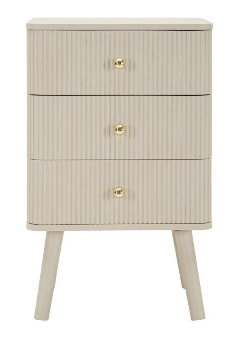 Natur24 Nachtkonsole Shy Nachttisch 37,5 x 61 x 34 cm MDF Pinie Eisen Weiß Gold