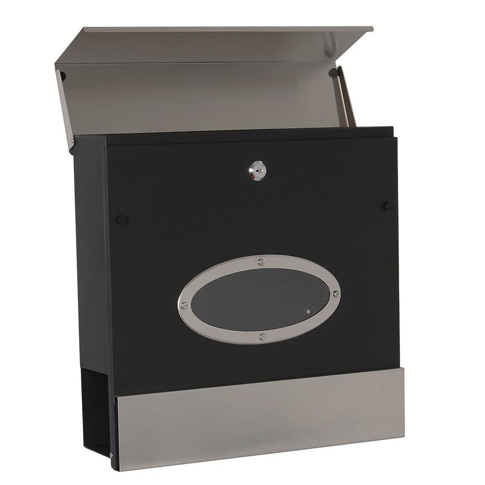 Wandbriefkasten Schutzklappe lässt Zeitungsfach Regen Briefkasten abfließen Mucola Modern (Stück, Edelstahl Wandbriefkasten Design Premium-Briefkasten),