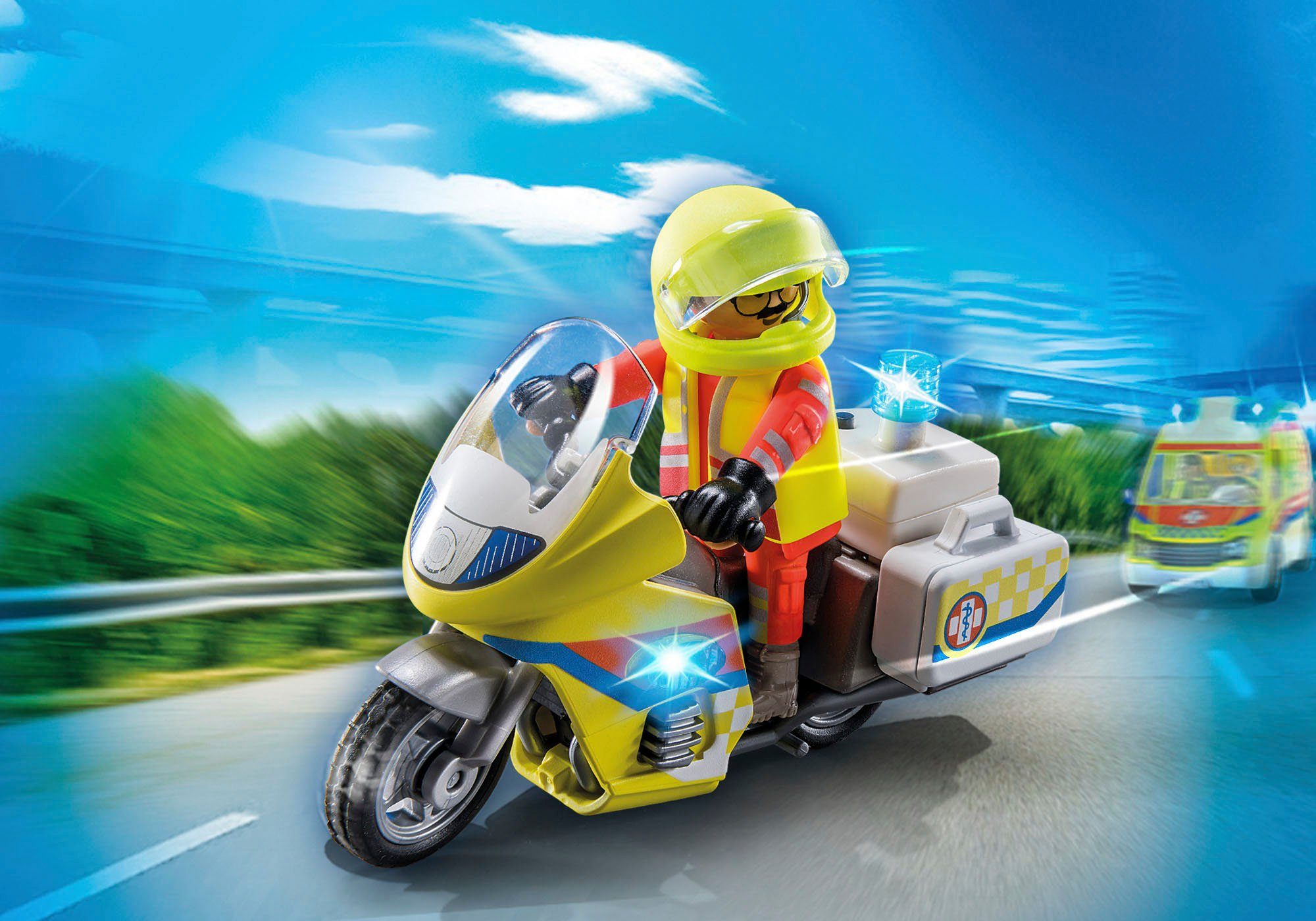 Playmobil® Notarzt-Motorrad mit Blinklicht (71205), My City Life Konstruktions-Spielset, mit Lichtmodul; Made in Europe