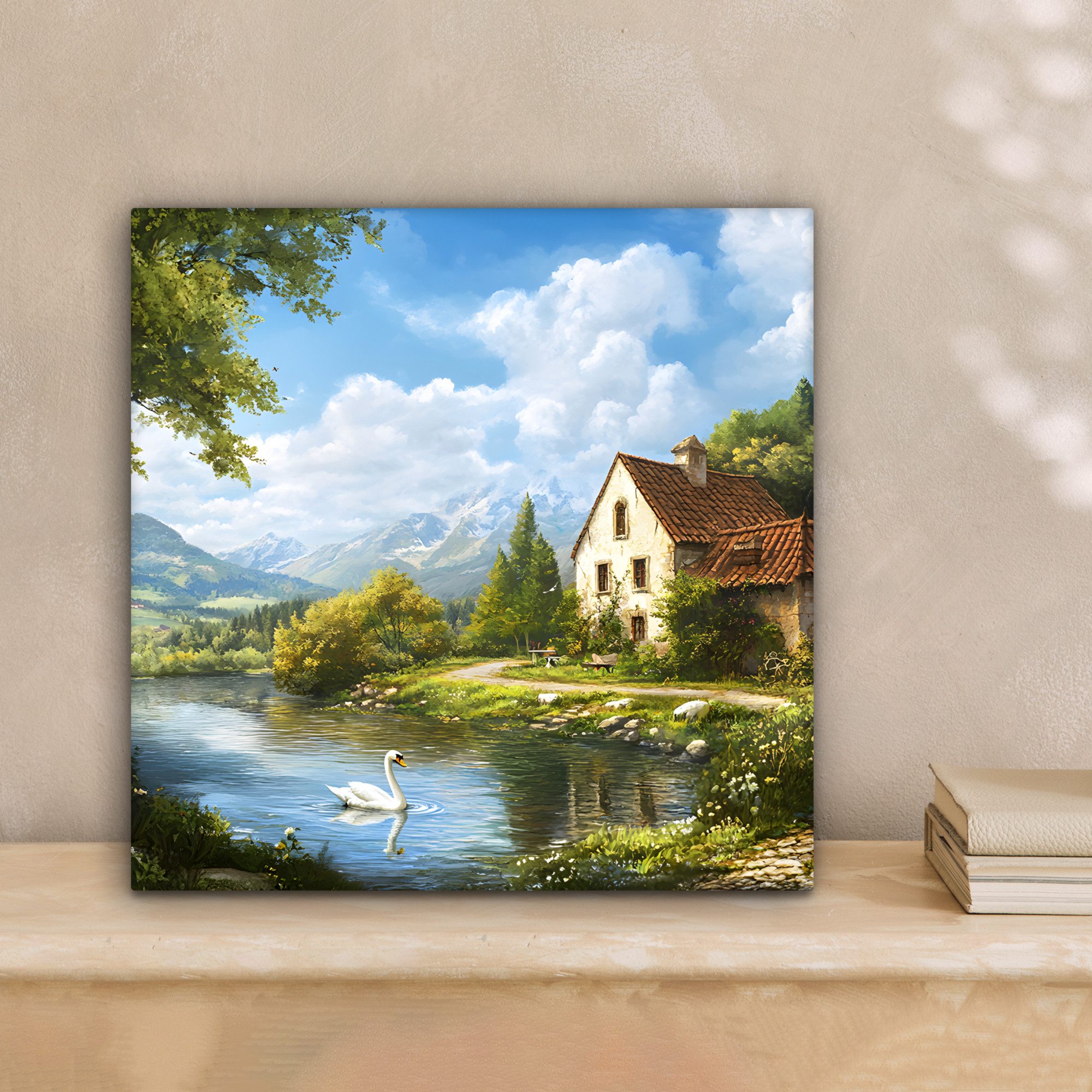 OneMillionCanvasses® Leinwandbild Schwan - Bäume - Ruhe, Fotodruck (1 St), günstig online kaufen