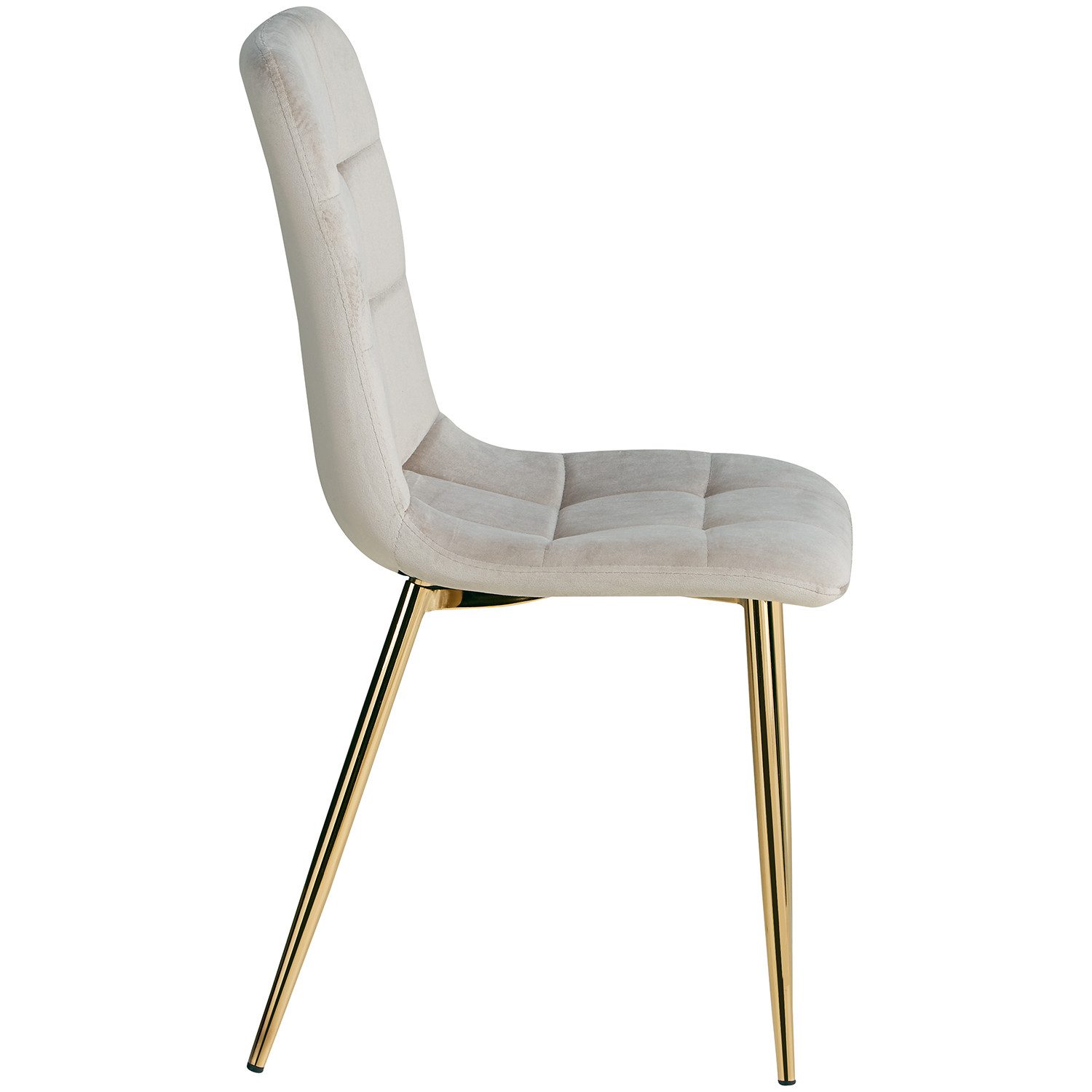 Homestyle4u Polsterstuhl Esszimmer Stühle Samt Leinen Grau Gesteppt Metallbeine Esstisch Küche (Spar-Set, 4 St), 4er Set, 4 Stühle, Stuhlbeine in Gold, Essstuhl – Bild 4 von 5