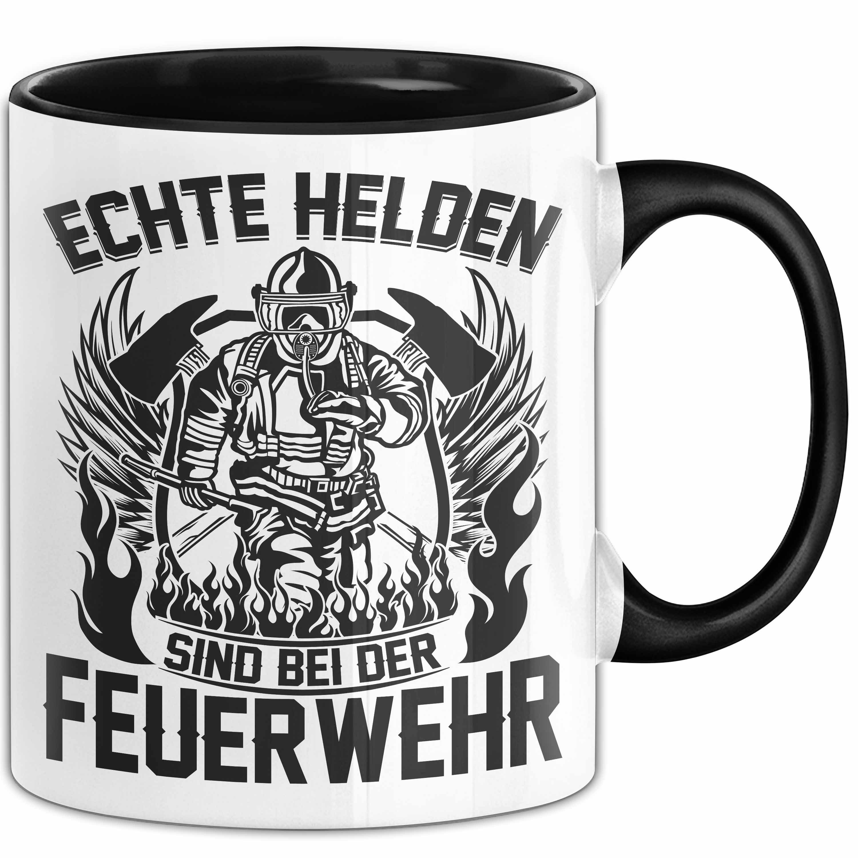 Trendation Tasse Feuerwehr Tasse Geschenk Echte Helfen Sind Bei Der Feuerwehr Kaffee-Be