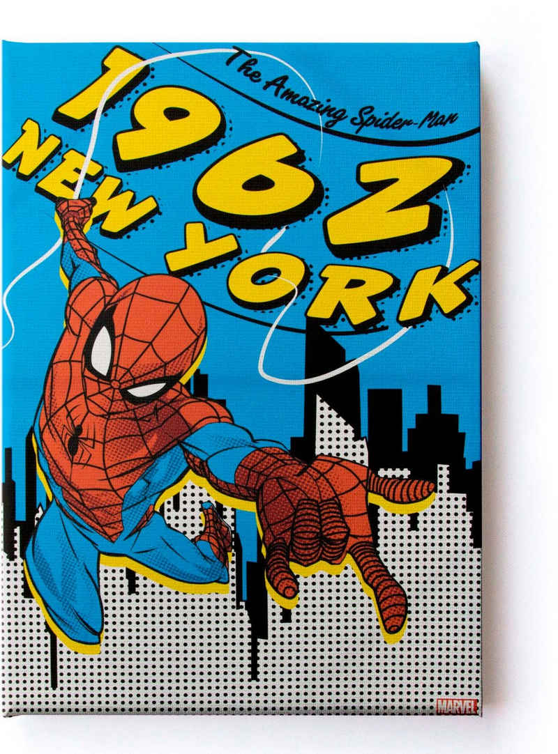 MARVEL Leinwandbild Leinwandbild Spiderman New York 50x70xm, (Packung, 1 St)