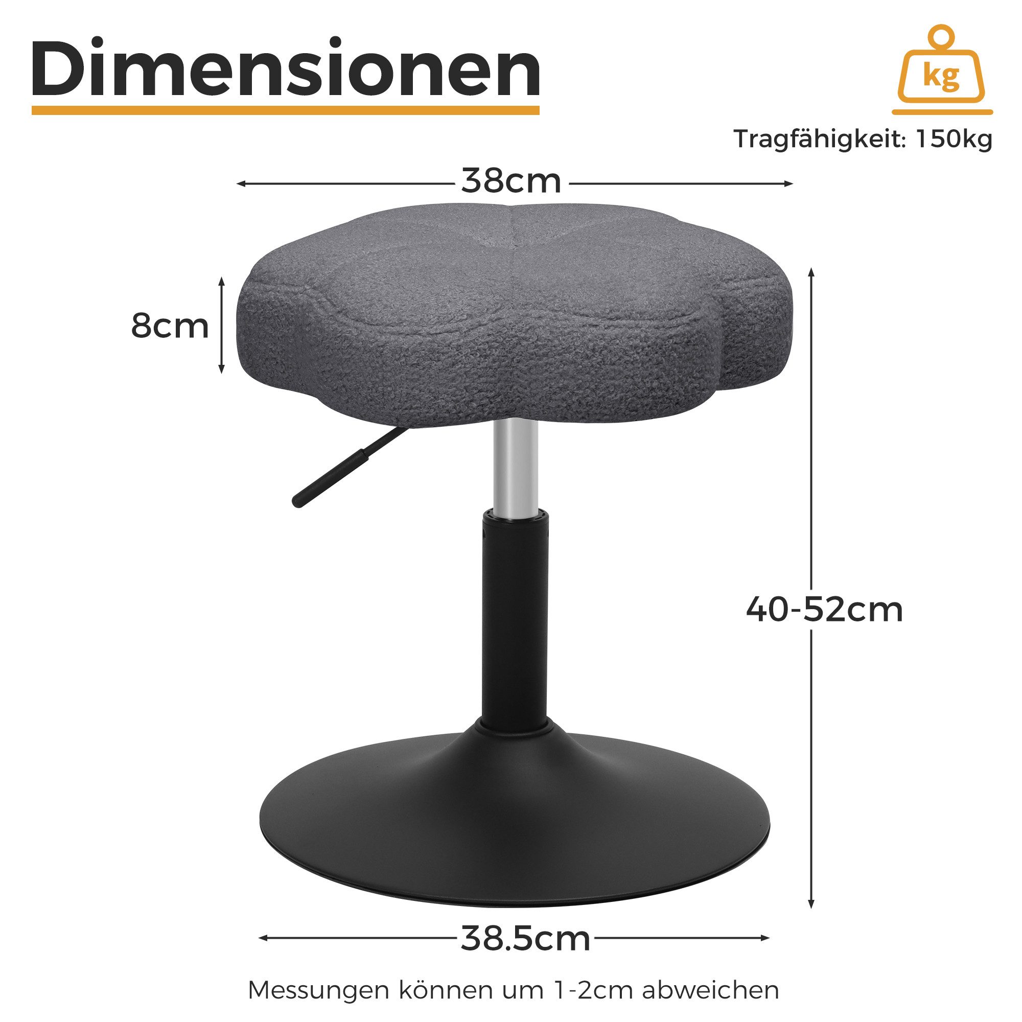 ELUCHANG Polsterstuhl Schminktisch Stuhl, Blumenform, 360° drehbar (1 St) – Bild 3 von 5