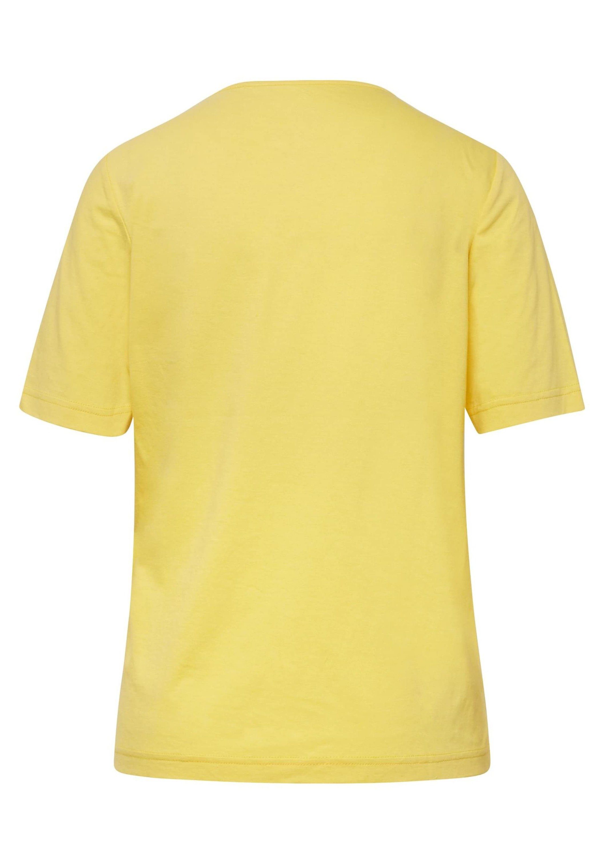 GOLDNER T-Shirt Halbarm Basic-Shirt aus Baumwolle Herzausschnitt mit funkelnden Details, bequeme Passform
