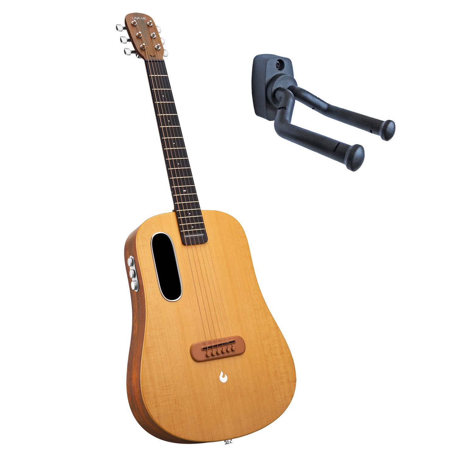 Westerngitarre Lava Music ME Air Spruce 36 Zoll Woodgrain Brown mit Wandhalter