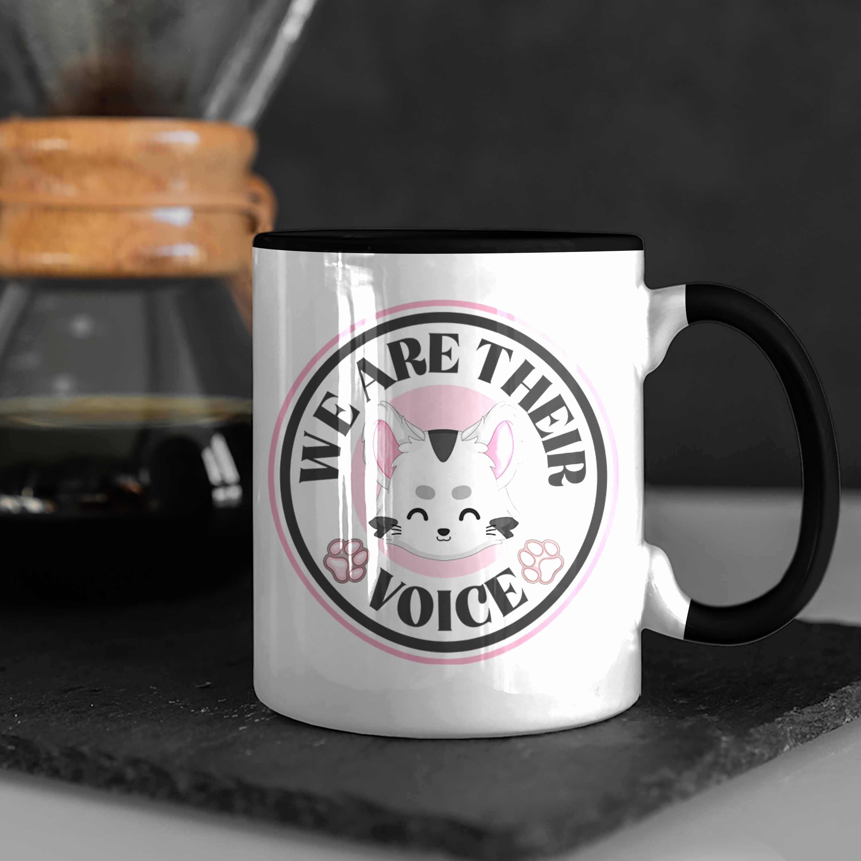 Schwarz Tierschützer Tasse Trendation Geschenkidee Geschenk Their Statement Veganer Voice Tierschutz Trendation - Are Vegetarier We Tasse