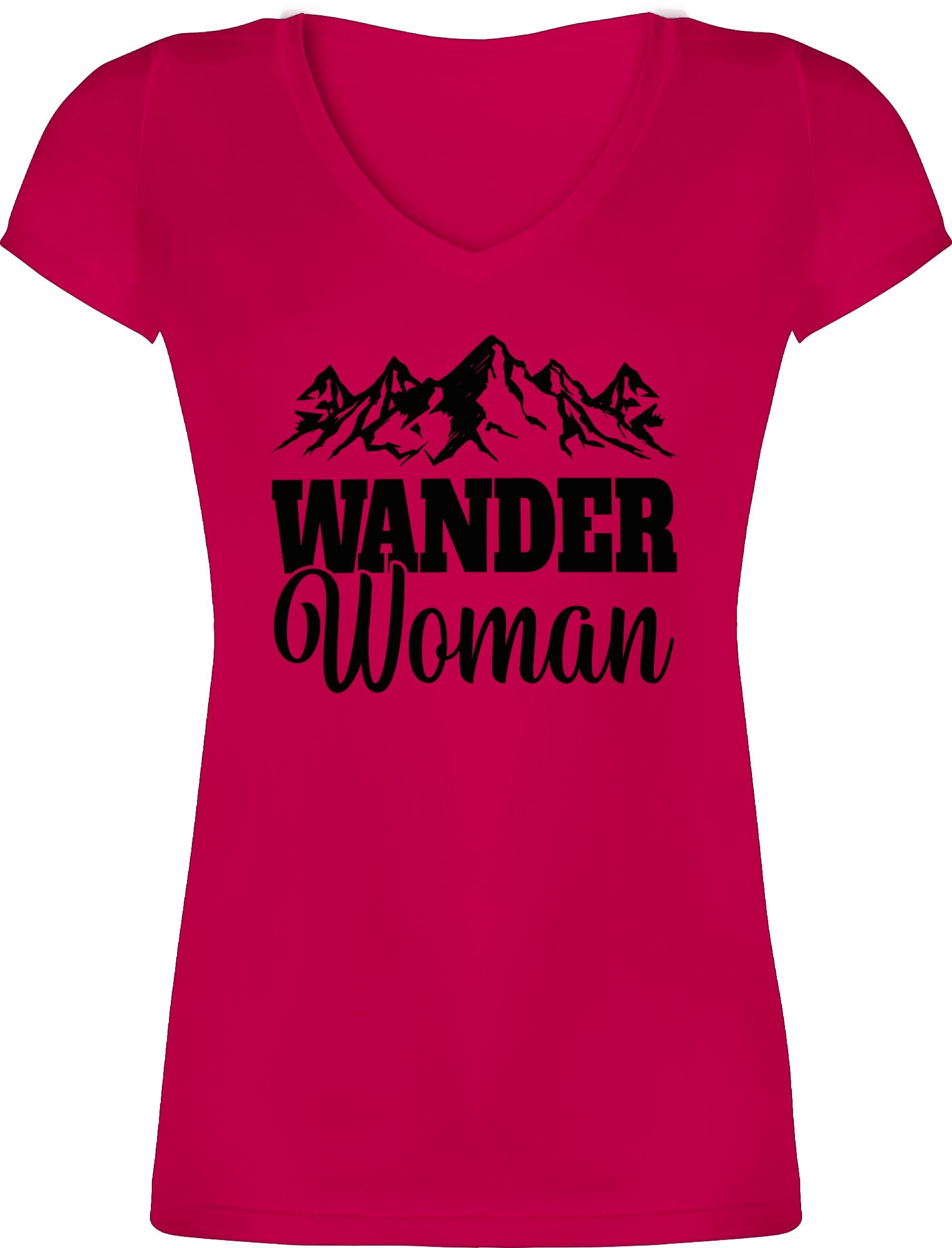Damen Shirts Shirtracer T-Shirt Wander Woman - schwarz - Sport Zubehör - Damen T-Shirt mit V-Ausschnitt Wandern, Football und Co