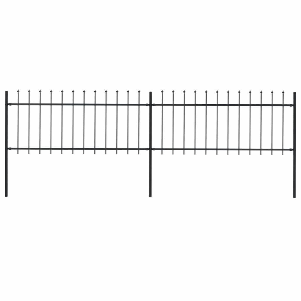 vidaXL Gartenzaun Gartenzaun mit Speerspitze Stahl 337 x 80 cm Schwarz, (1-St)