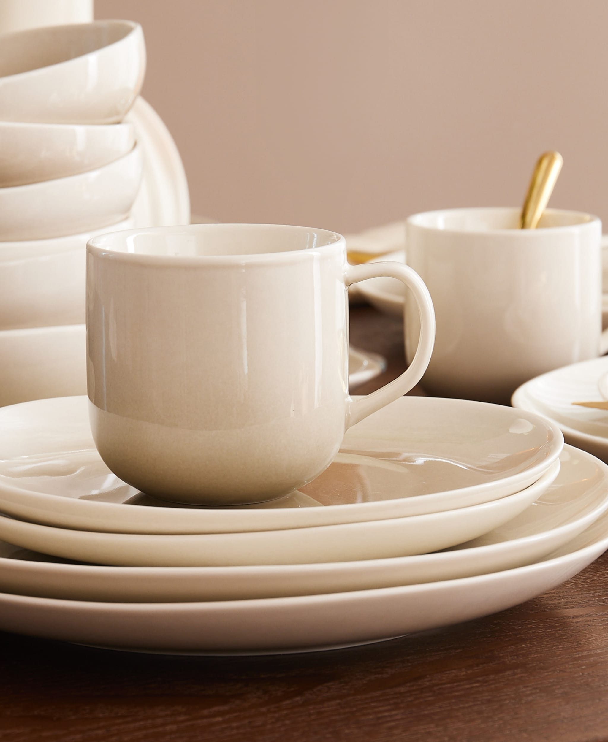 GLAMIRA Kaffeeservice Organisches graues Tassenset mit Sprühglasur (2-tlg), 2 Personen, New Bone, Organisches Grau Sprühglasur