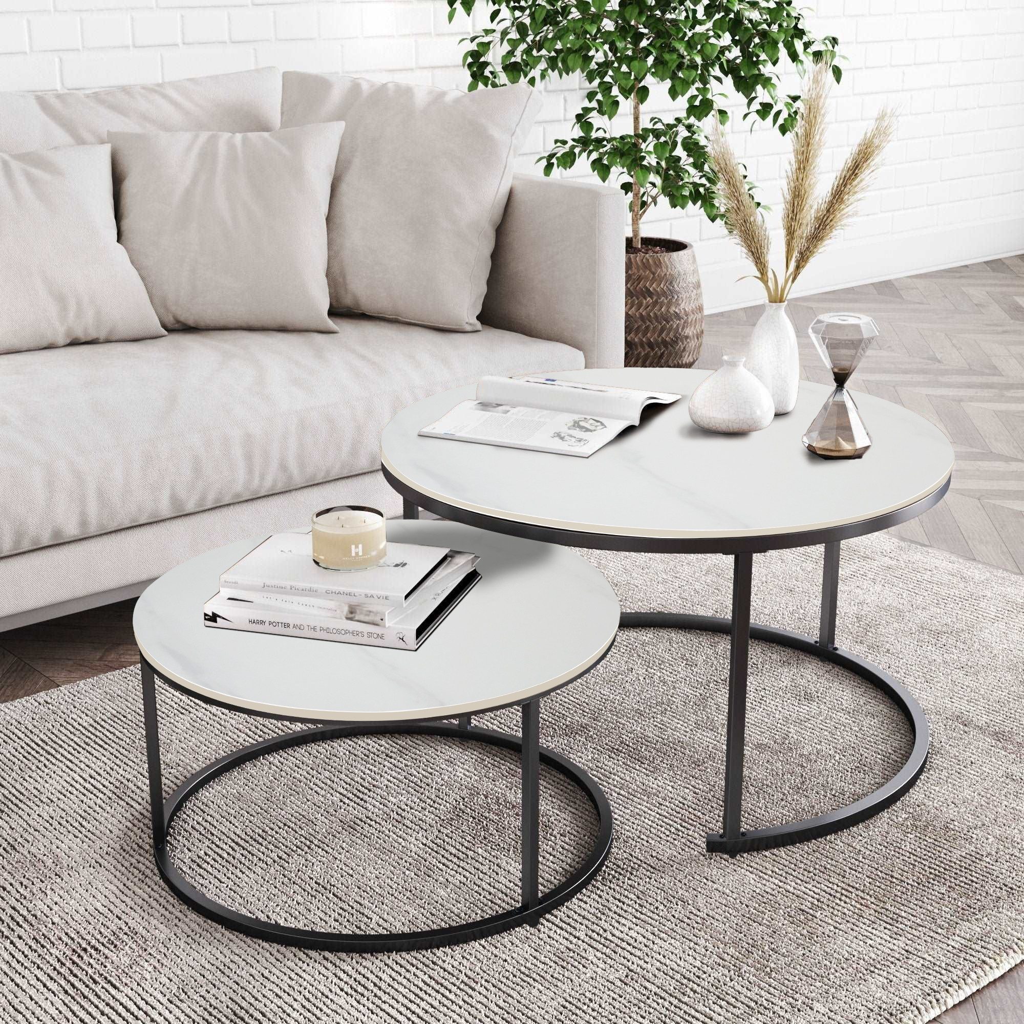 G-LEAF Couchtisch Beistelltisch-Set mit platzsparendem Nesting-Design günstig online kaufen