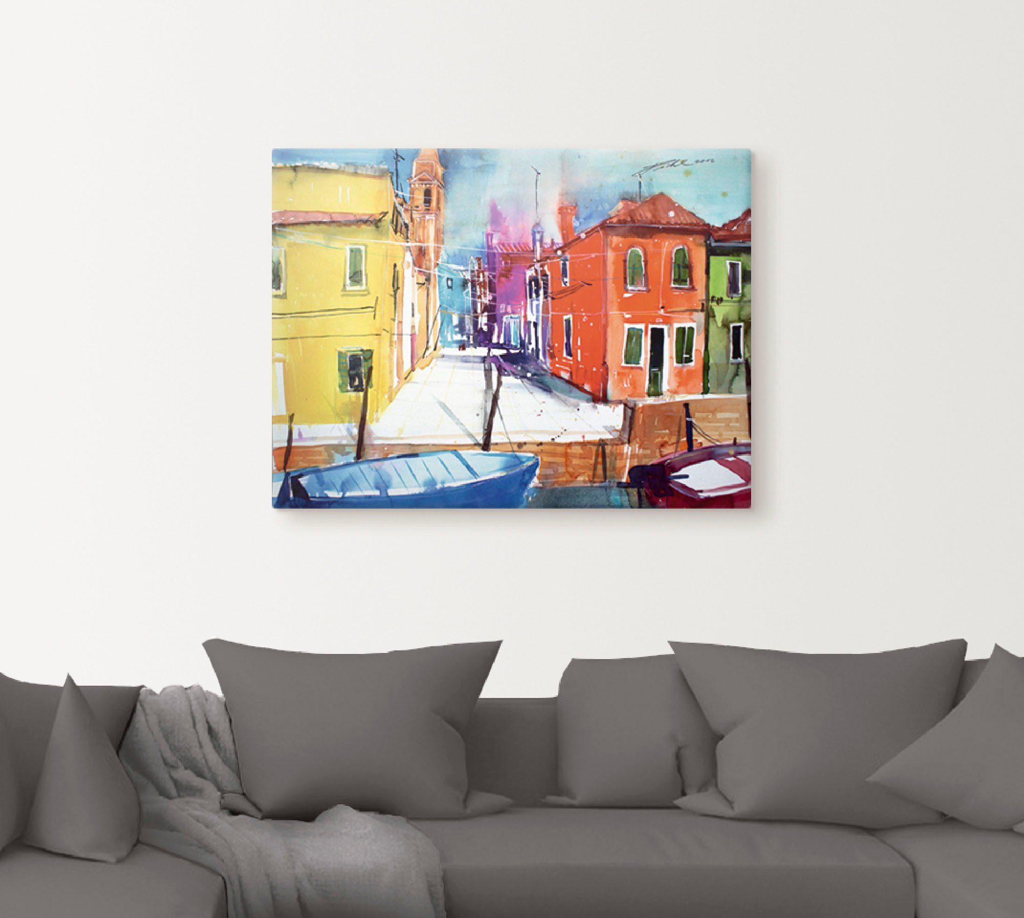 Artland Wandbild Venedig, Burano, Fondamenta del Leinwandbild, Größen als St), Pizzo, Poster (1 Italien Wandaufkleber Alubild, in oder versch