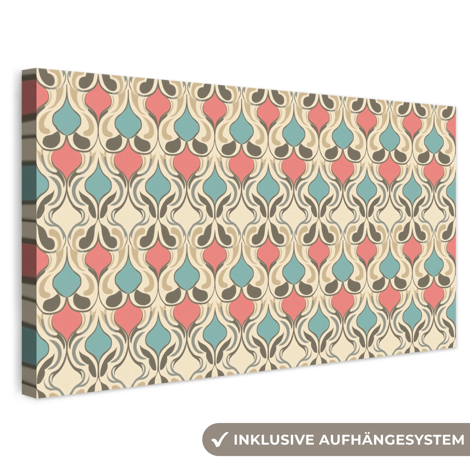 OneMillionCanvasses® Leinwandbild Panorama Barock - Retro - Farbenfroh, Fotodruck (1 St), Wandbild, Deko Schlafzimmer Wohnzimmer Flur 40x20 cm