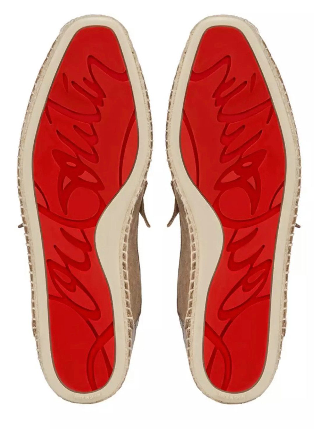 CHRISTIAN LOUBOUTIN Espadrilles Slippers mit Umklappbare Fersenpartie Loafer Umklappbare Fersenpartie, roter Unterseite und geflochtener Jute